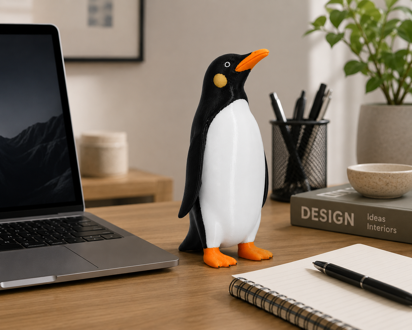 Modern Penguin Decorative Figurine – Minimalist Black & White Home Decor Statue – Cute Desk Ornament for Shelf, Living Room & Office – 18 cm