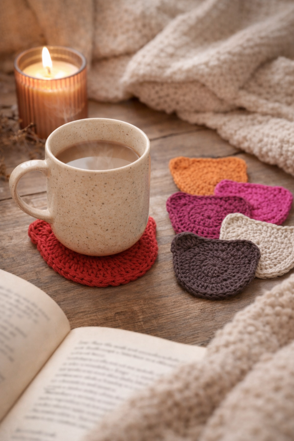 Handmade Crochet Bear Coasters – Set of 6