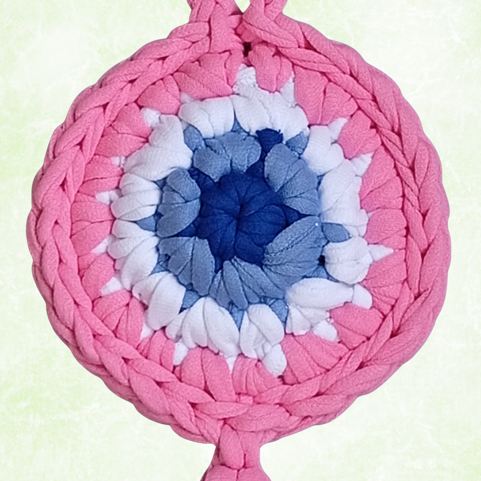 Handmade Crochet Evil Eye Hanging Ornament, Boho Wall Decor, Car Mirror Charm, Bag Accessory, Cotton Handmade Gift