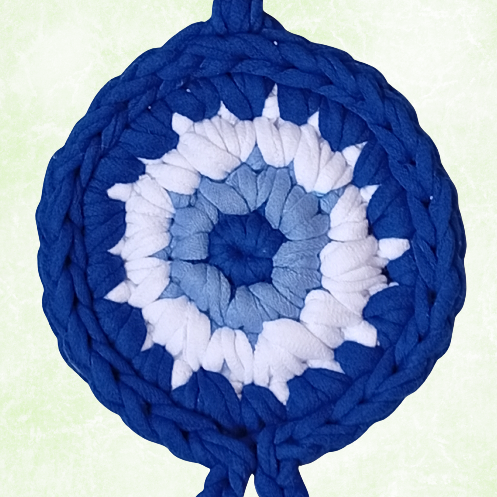 Handmade Crochet Evil Eye Hanging Ornament, Boho Wall Decor, Car Mirror Charm, Bag Accessory, Cotton Handmade Gift