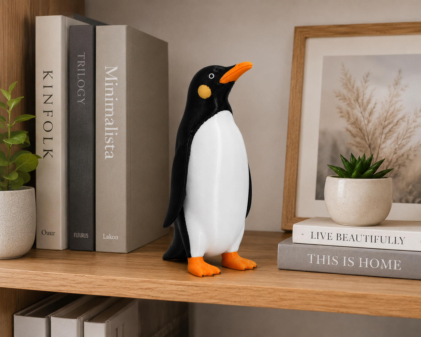 Modern Penguin Decorative Figurine – Minimalist Black & White Home Decor Statue – Cute Desk Ornament for Shelf, Living Room & Office – 18 cm