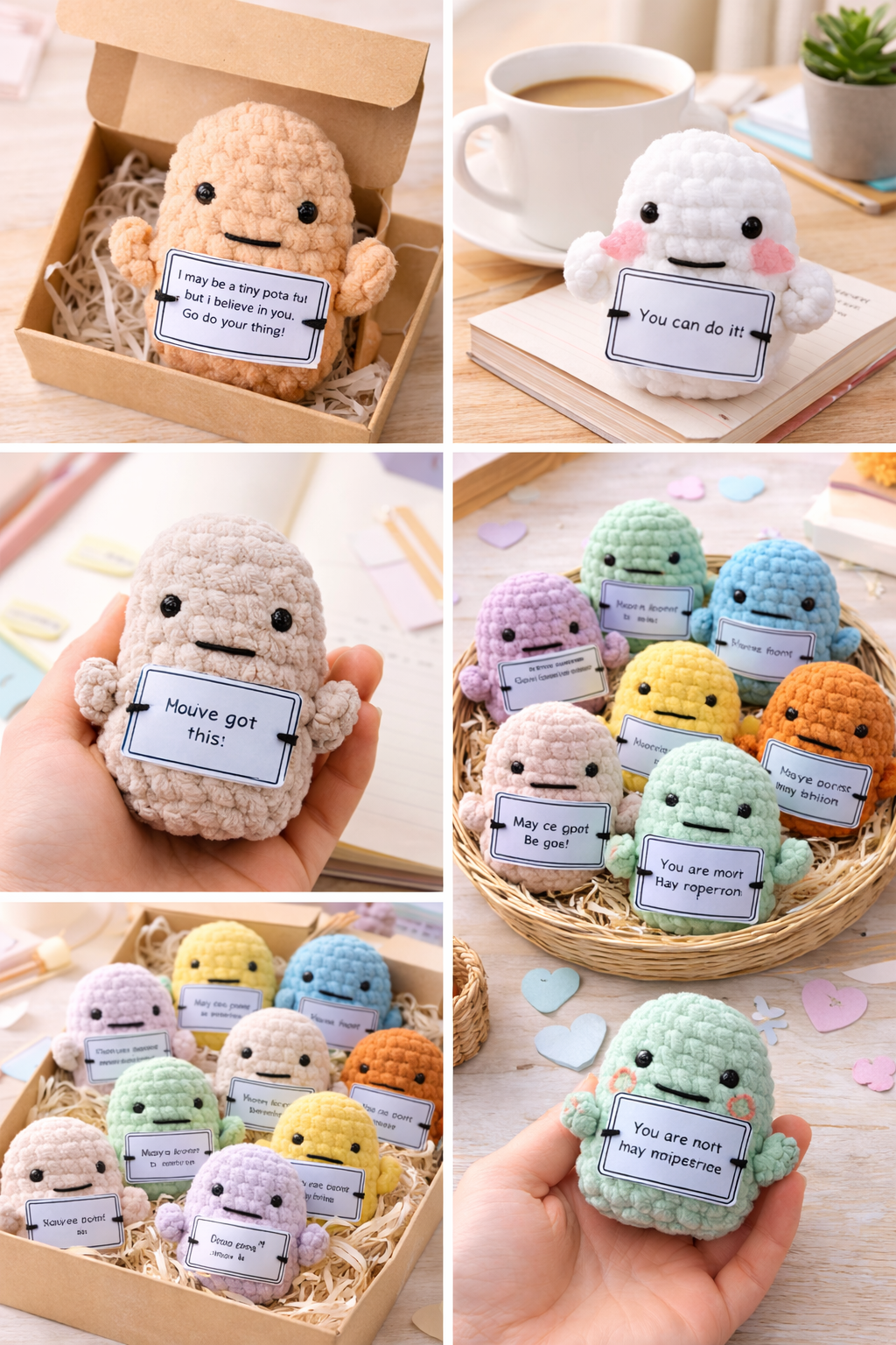 Handmade Positive Potato Pocket Hug | Cute Crochet Gift