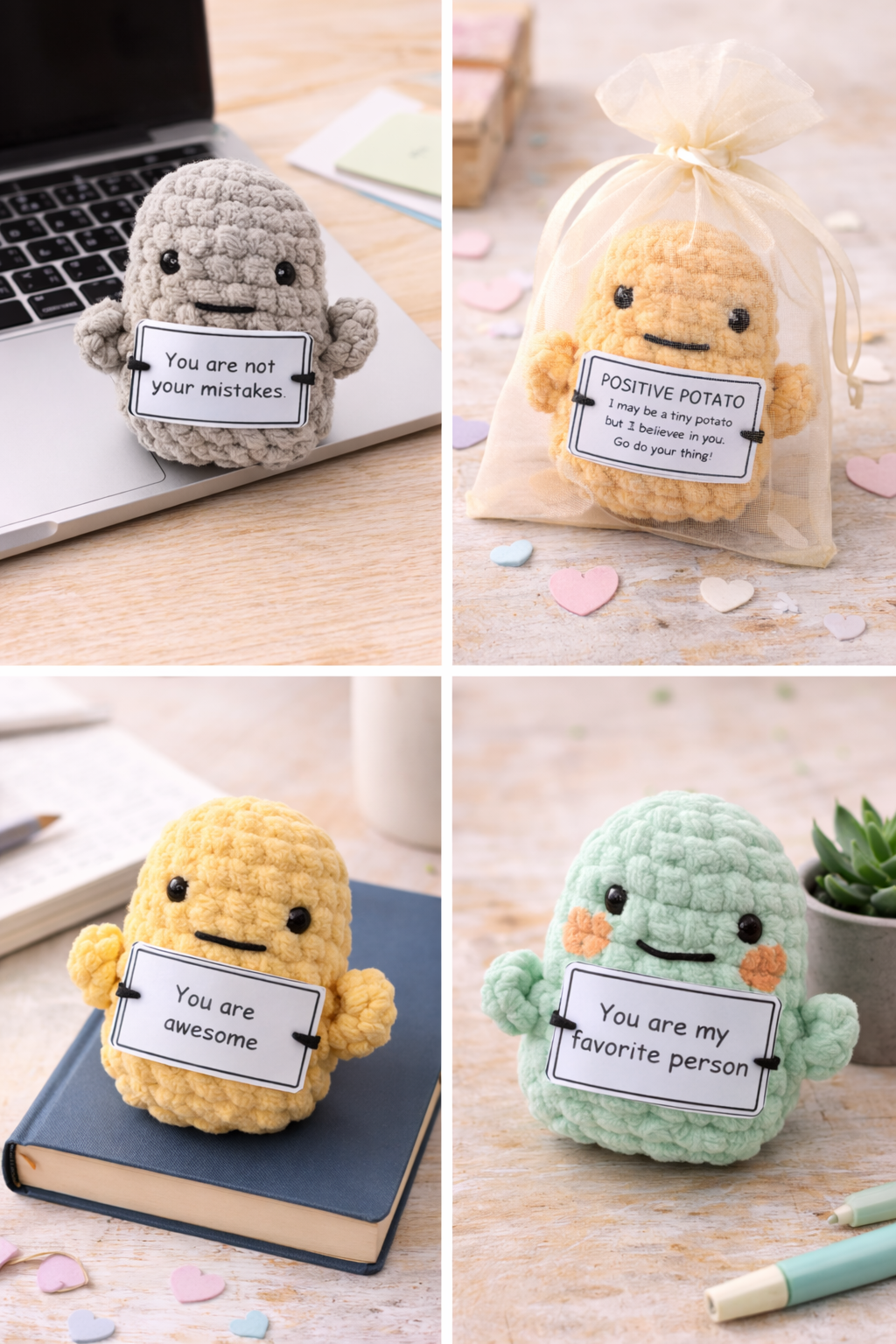 Handmade Positive Potato Pocket Hug | Cute Crochet Gift