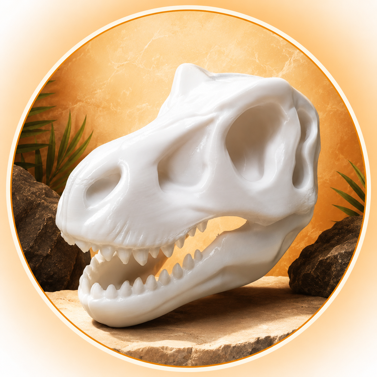 Dinosaur Skull Sculpture – Modern Prehistoric Decor Statue, (11cm)
