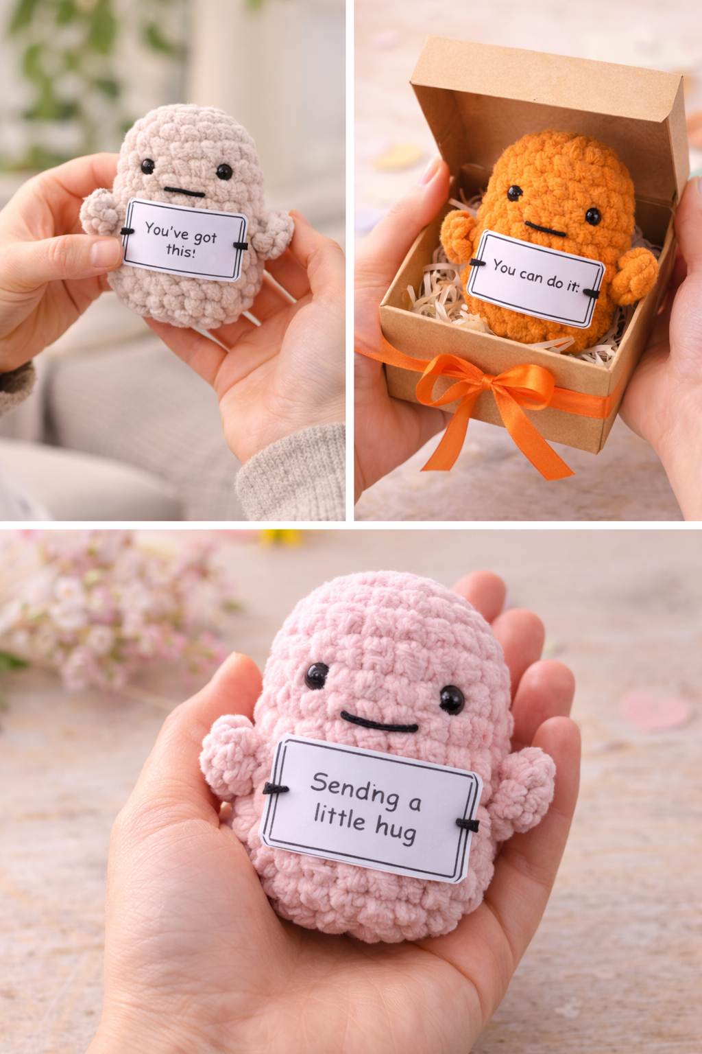 Handmade Positive Potato Pocket Hug | Cute Crochet Gift