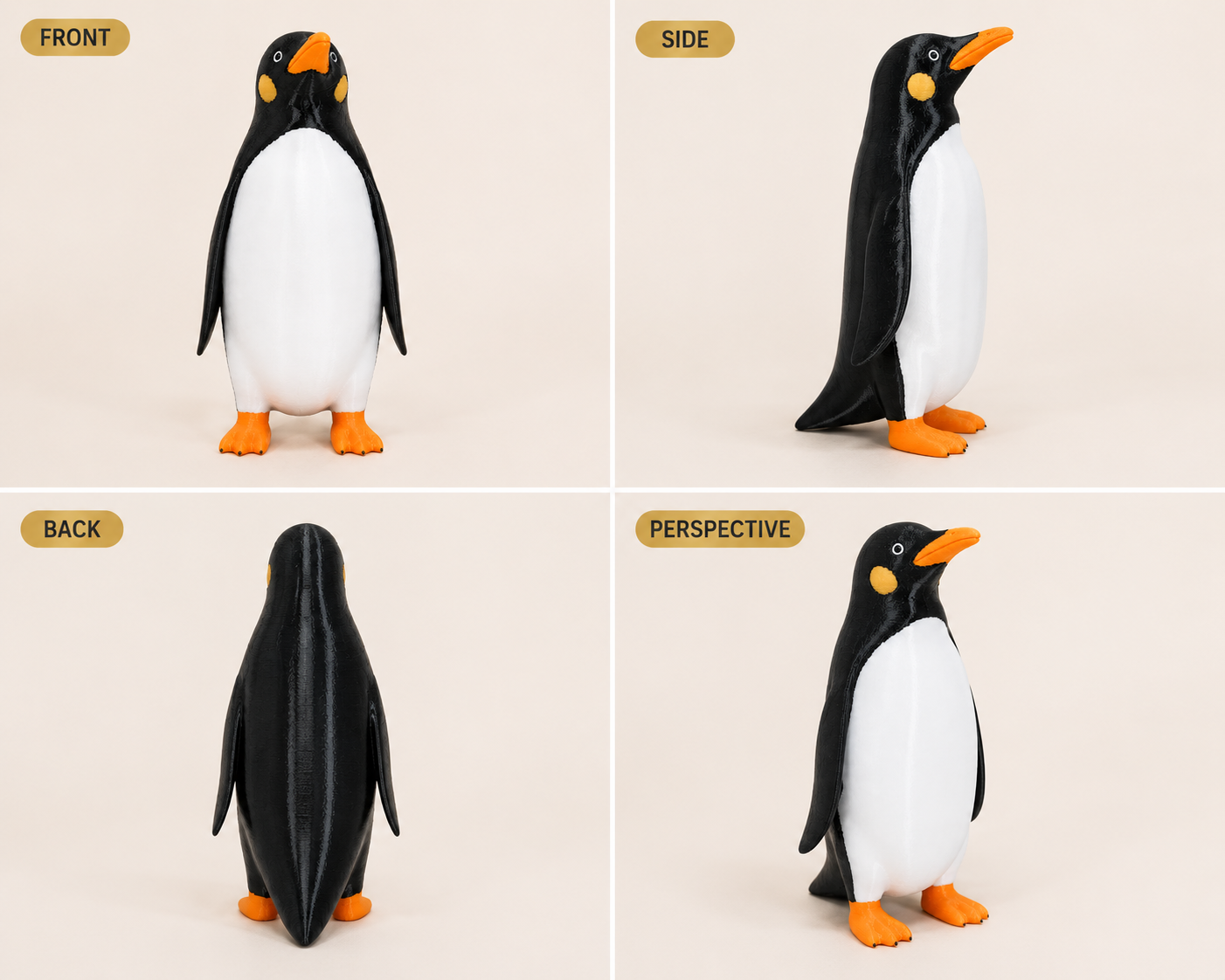Modern Penguin Decorative Figurine – Minimalist Black & White Home Decor Statue – Cute Desk Ornament for Shelf, Living Room & Office – 18 cm