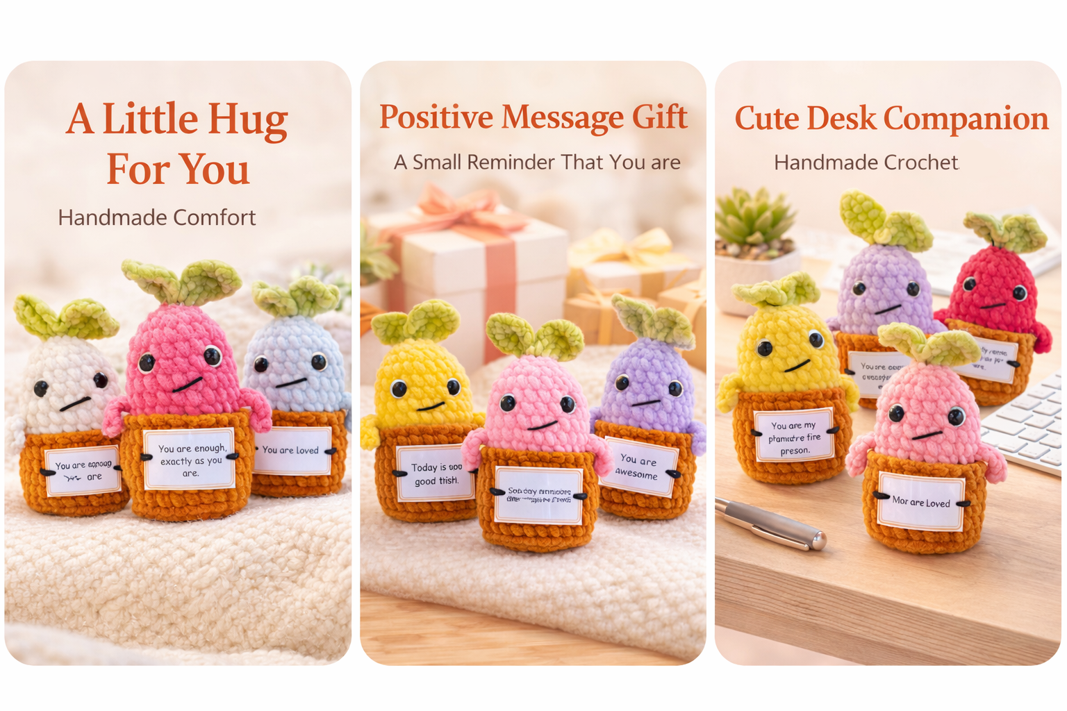 Pocket Hug Mandragora™ – Handmade Emotional Support Plush with Inspirational Message Card