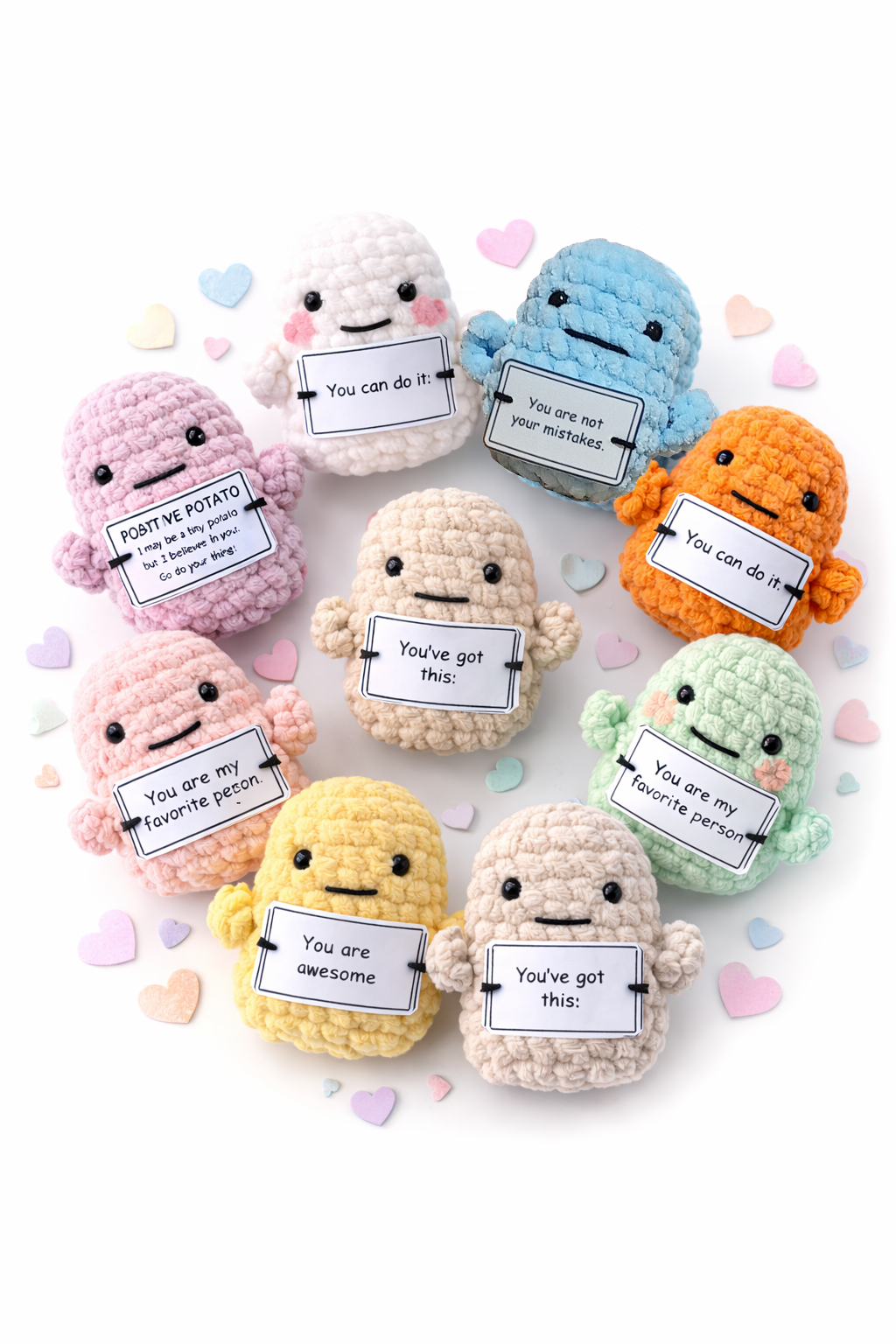 Handmade Positive Potato Pocket Hug | Cute Crochet Gift