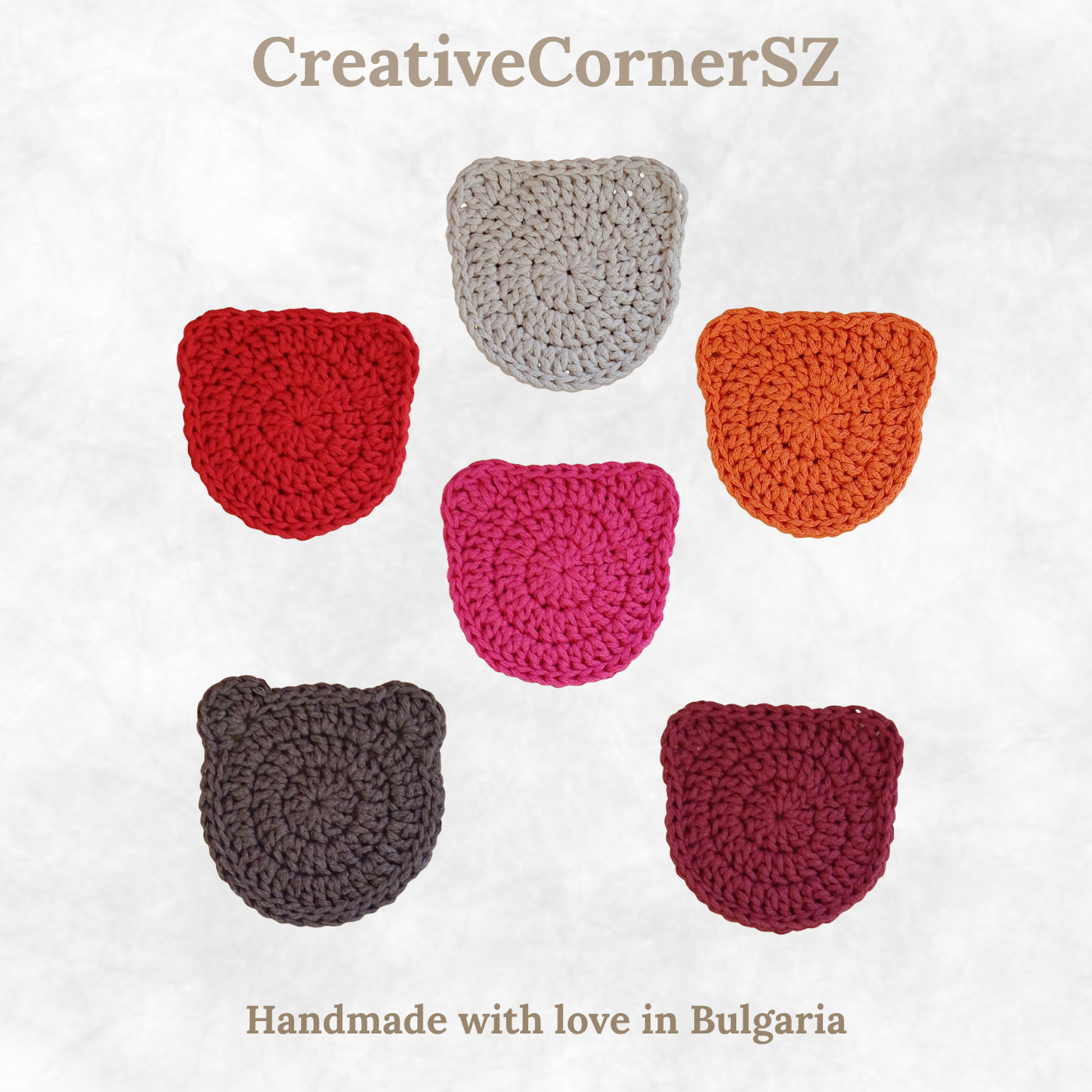 Handmade Crochet Bear Coasters – Set of 6