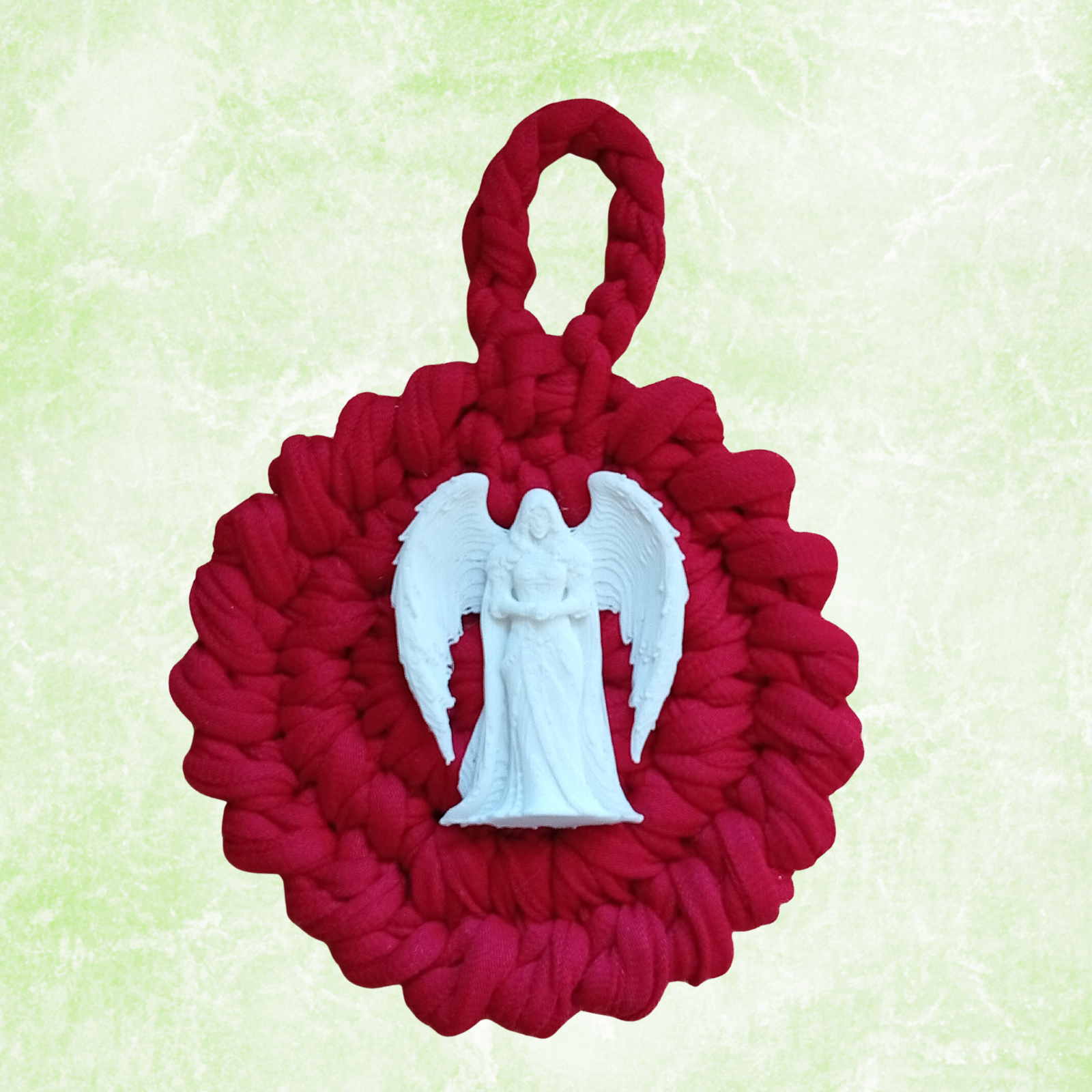 Handmade Crochet Mandala Hanging Ornament – Boho Car Mirror Charm, Cotton Wall Decor, Bag Accessory, Angel Pendant Gift