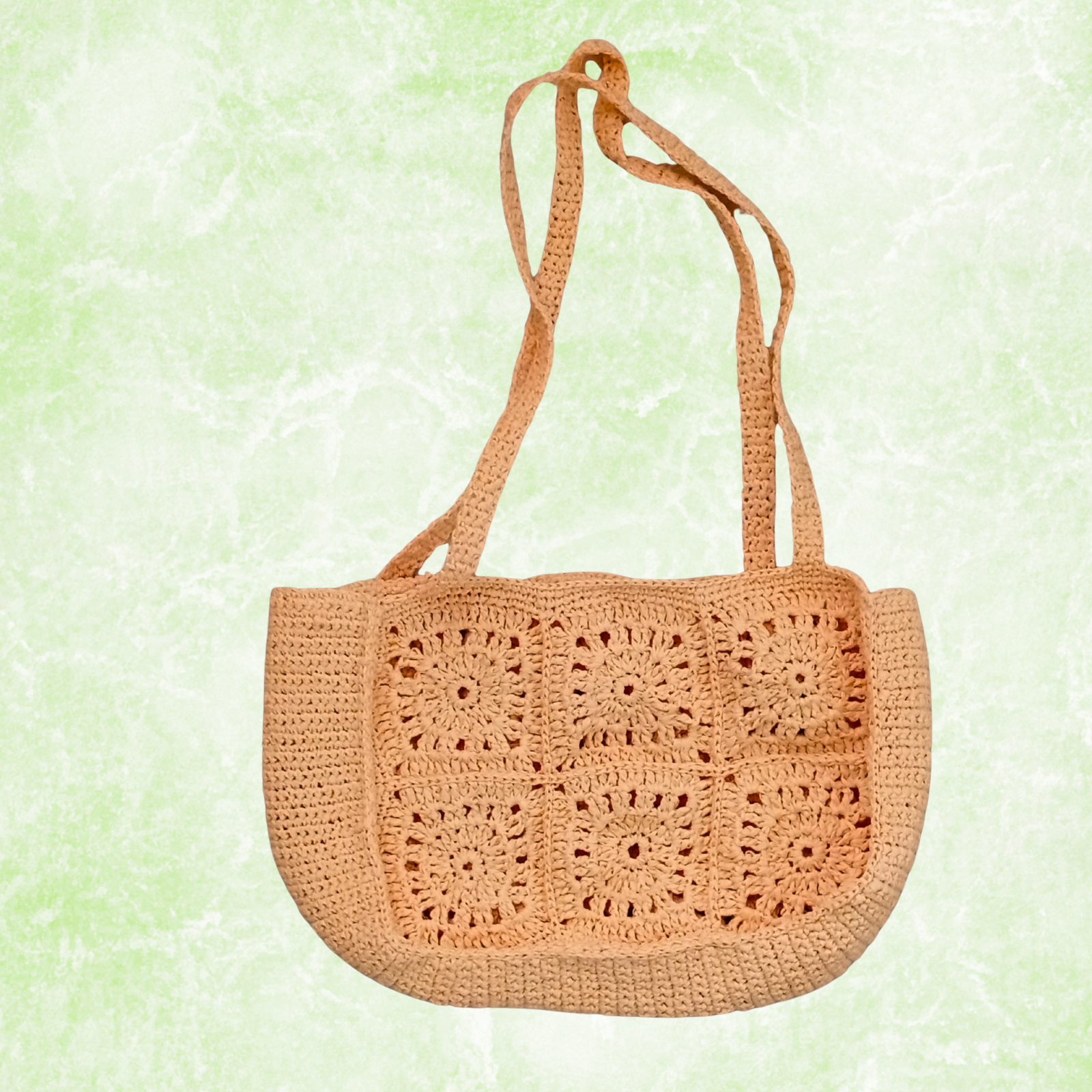 Crochet Raffia Tote Bag Granny Square Boho Beach Bag Handmade Woven Shoulder Bag Summer Shopper Gift for Her
