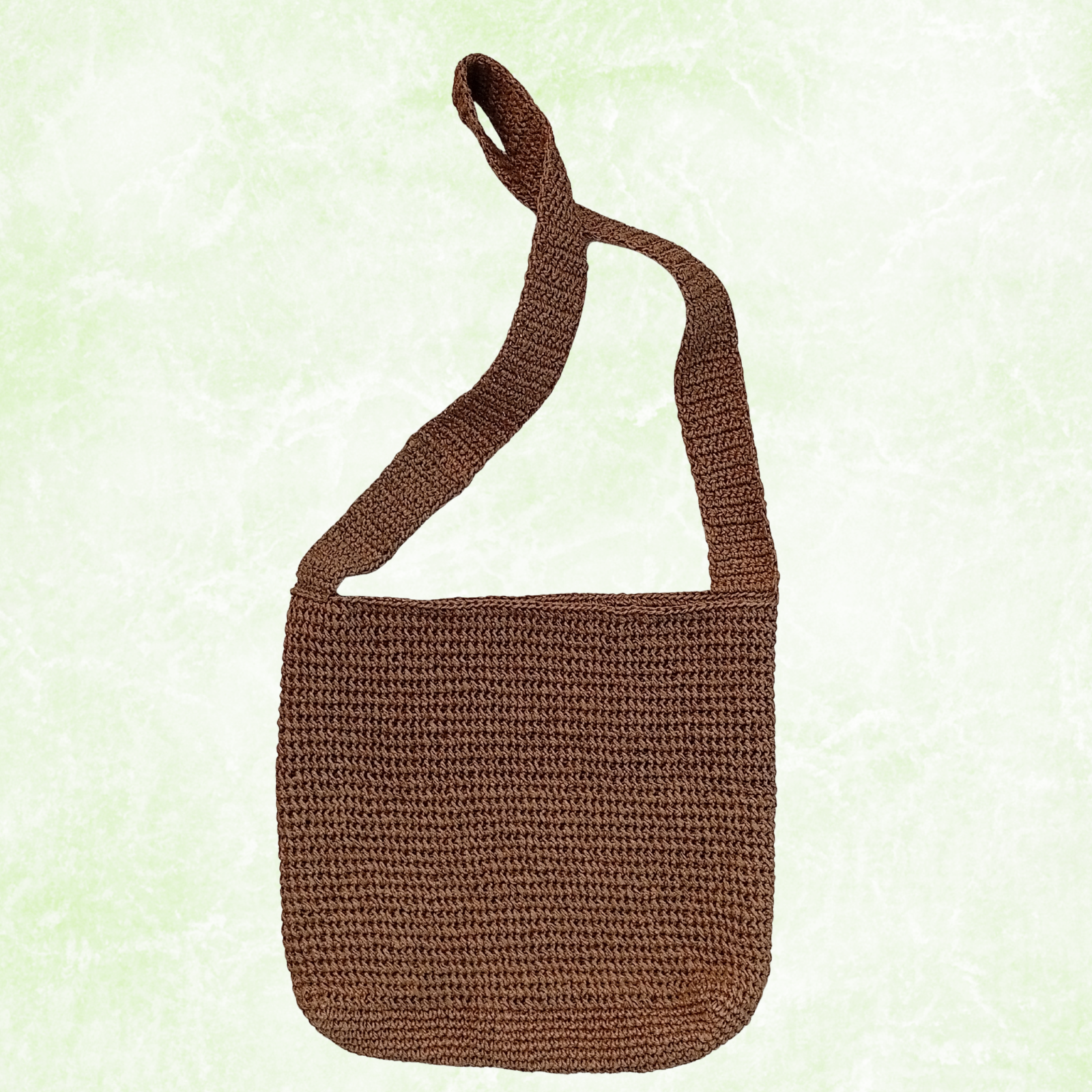 Crochet Shoulder Bag, Boho Crossbody Tote, Brown Raffia Bag, Handmade Woven Bag, Minimalist Summer Bag, Everyday Crochet Purse