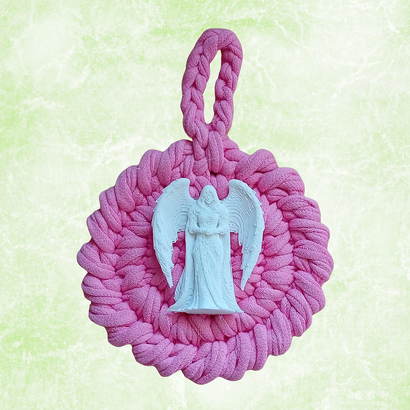 Handmade Crochet Mandala Hanging Ornament – Boho Car Mirror Charm, Cotton Wall Decor, Bag Accessory, Angel Pendant Gift