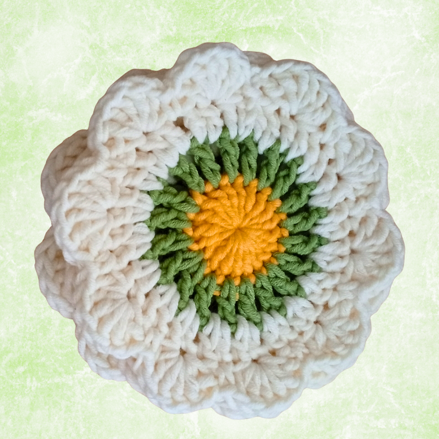 Handmade Crochet Coffee Gift Set – 4 Daisy Coasters & 4 Cup Sleeves (Set of 8)