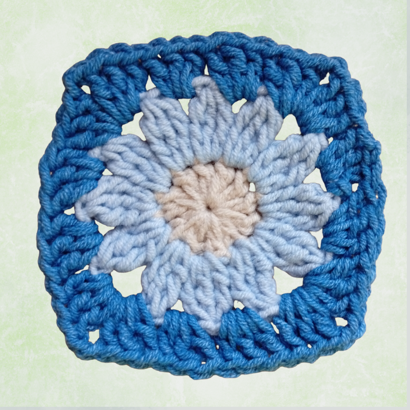 Blue Crochet Flower Granny Squares – 10 Handmade Granny Squares in Neutral Boho Colors (8 cm)