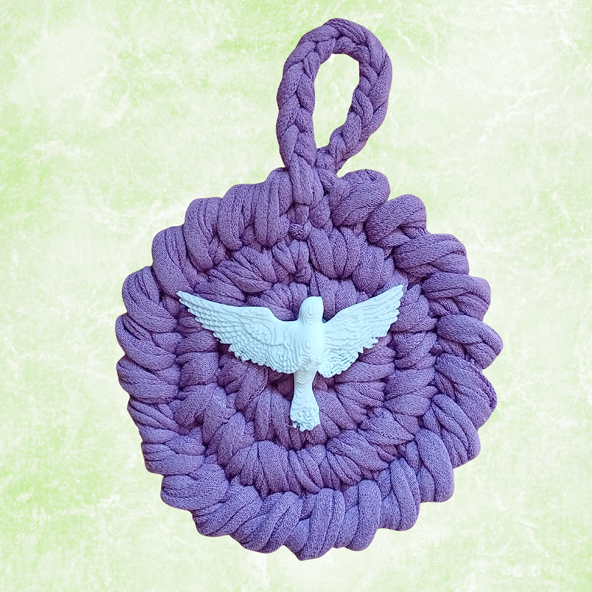 Handmade Crochet Mandala Hanging Ornament – Boho Car Mirror Charm, Cotton Wall Decor, Bag Accessory, Angel Pendant Gift
