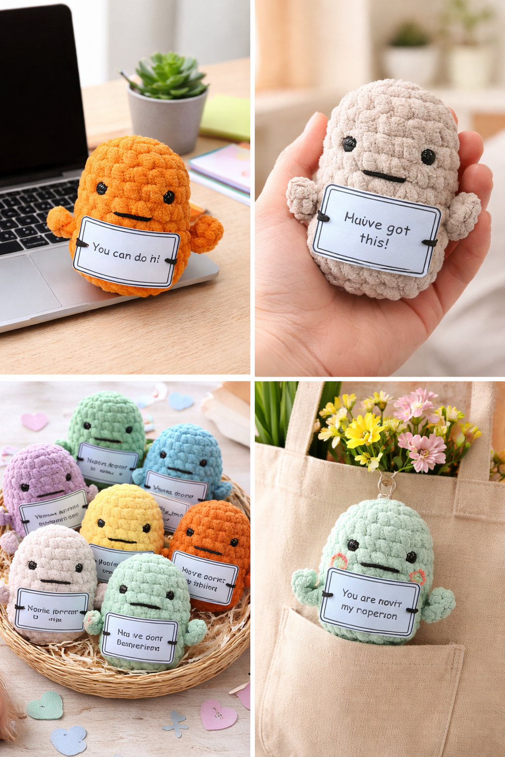 Handmade Positive Potato Pocket Hug | Cute Crochet Gift