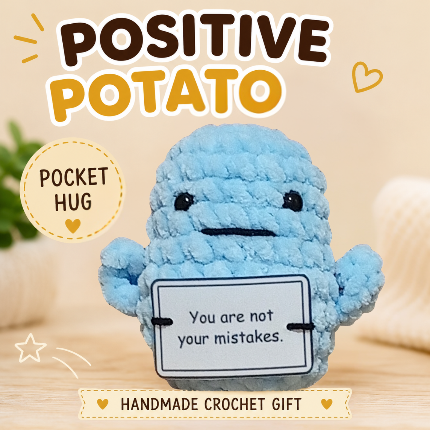 Handmade Positive Potato Pocket Hug | Cute Crochet Gift