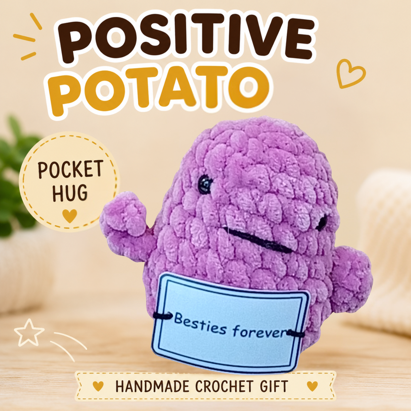Handmade Positive Potato Pocket Hug | Cute Crochet Gift