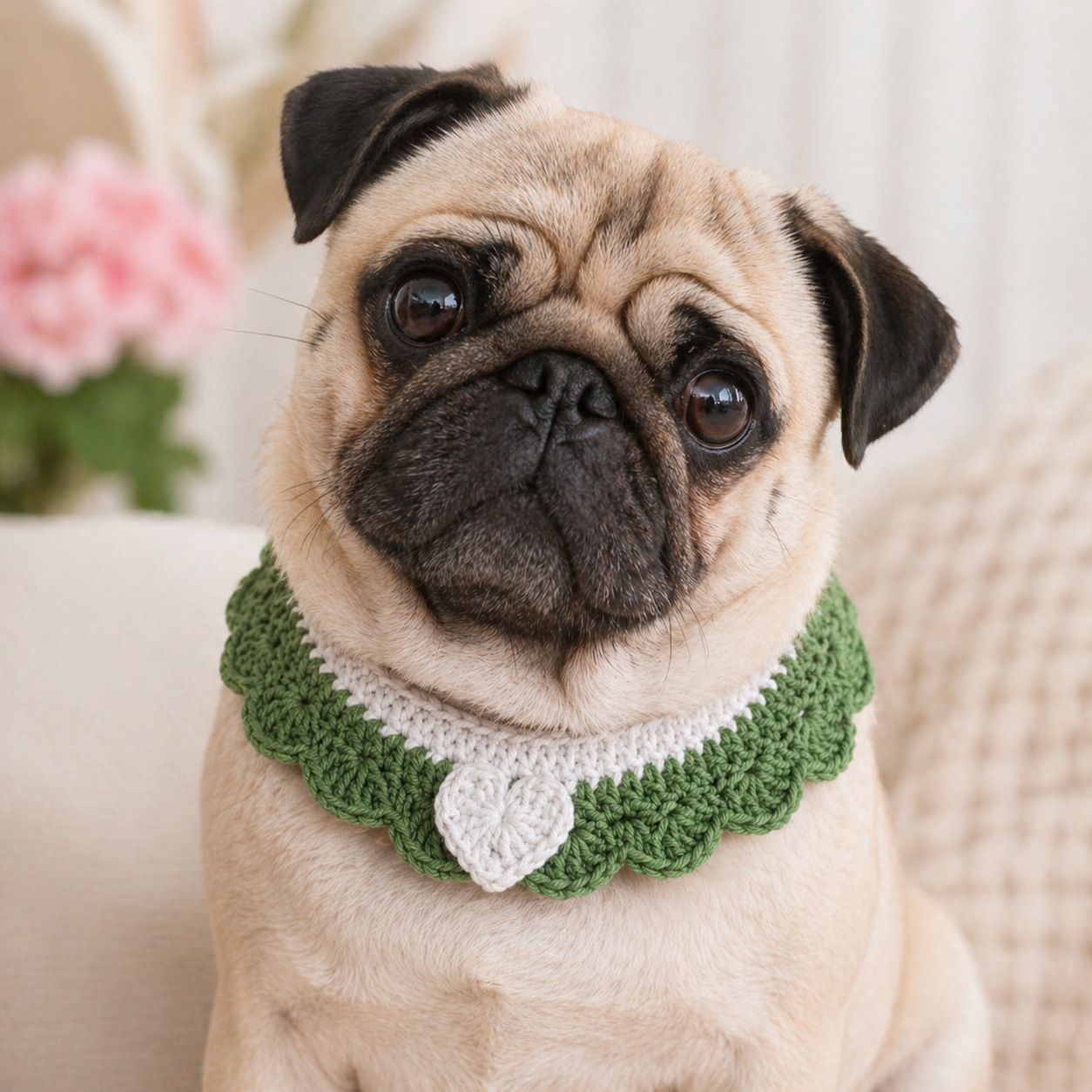 Crochet Pet Collar Handmade – Adjustable Soft Scarf for Cats & Small Dogs