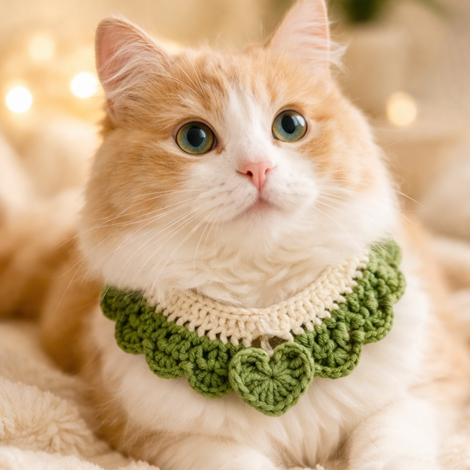 Crochet Pet Collar Handmade – Adjustable Soft Scarf for Cats & Small Dogs