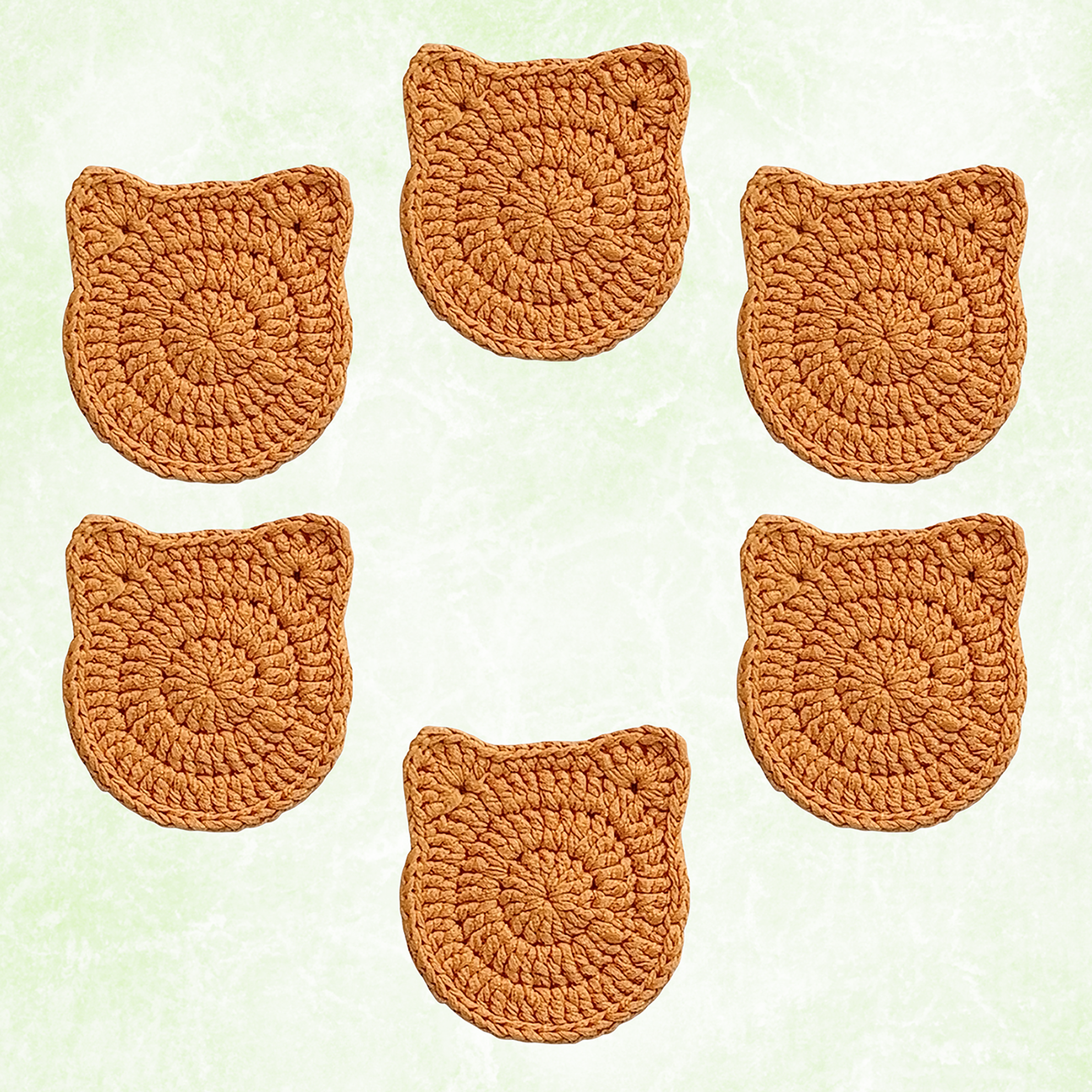 Handmade Crochet Cat Coasters – Set of 6