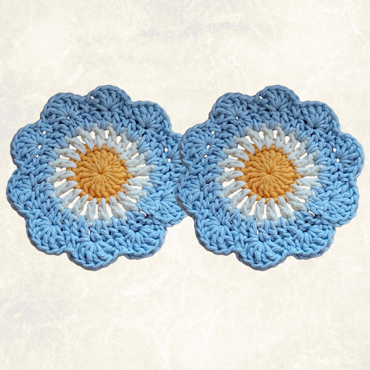 Handmade Crochet Flower Coasters – Set of 4