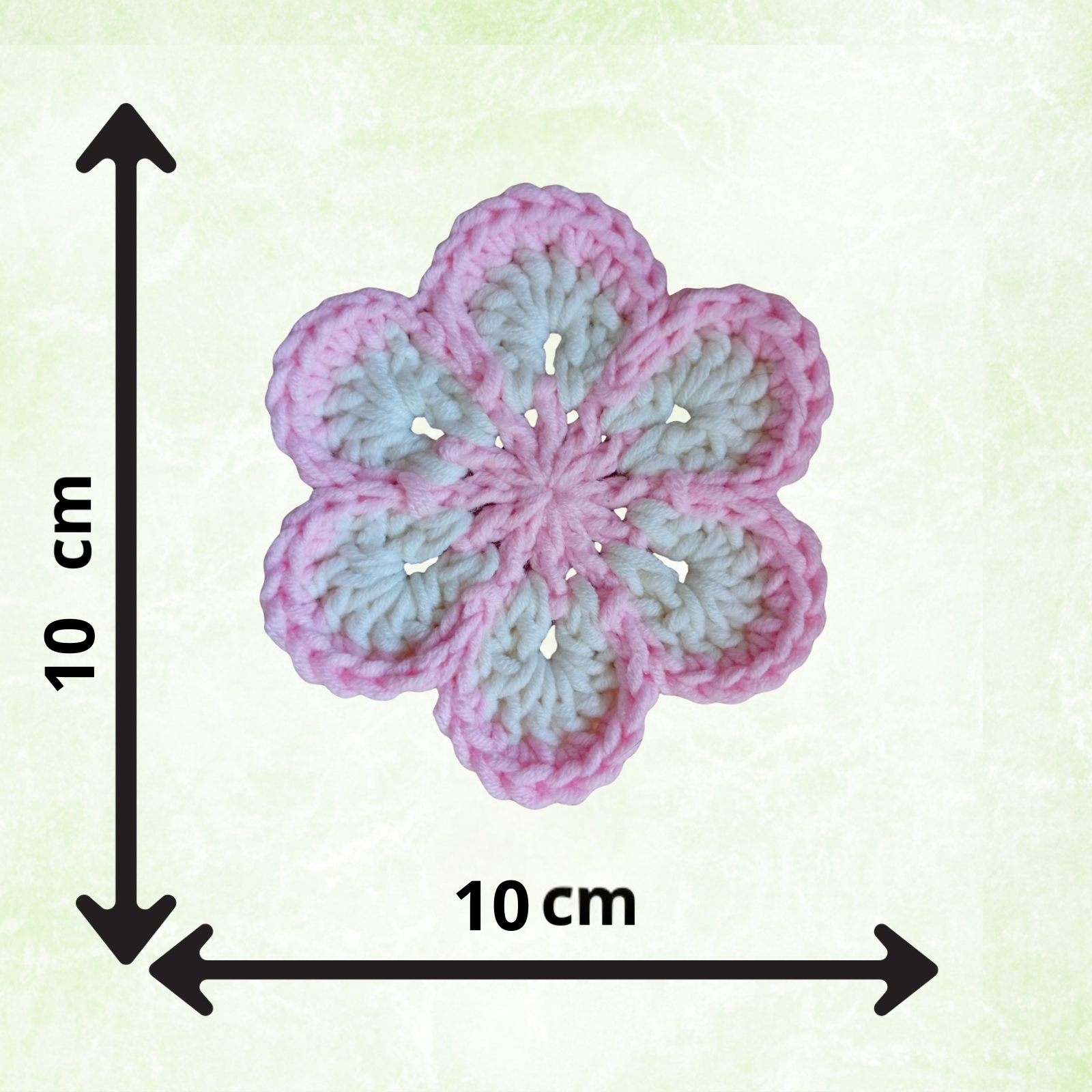 Pink & White Crochet Flower Applique – Handmade Floral Embellishment (10cm)