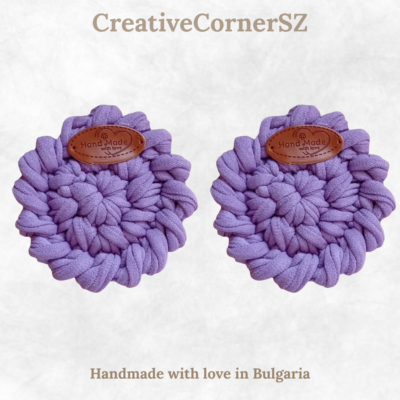 Handmade Crochet Car Coasters Set of 2 – Cotton Cup Holder Inserts 7.5cm, Absorbent Boho Car Accessories