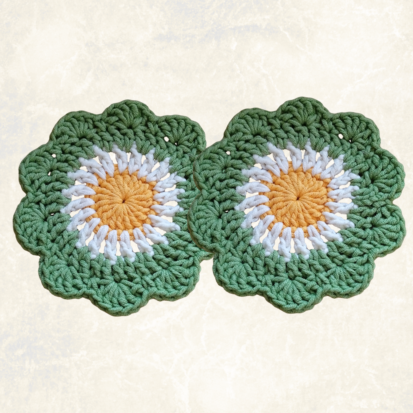 Handmade Crochet Flower Coasters – Set of 4