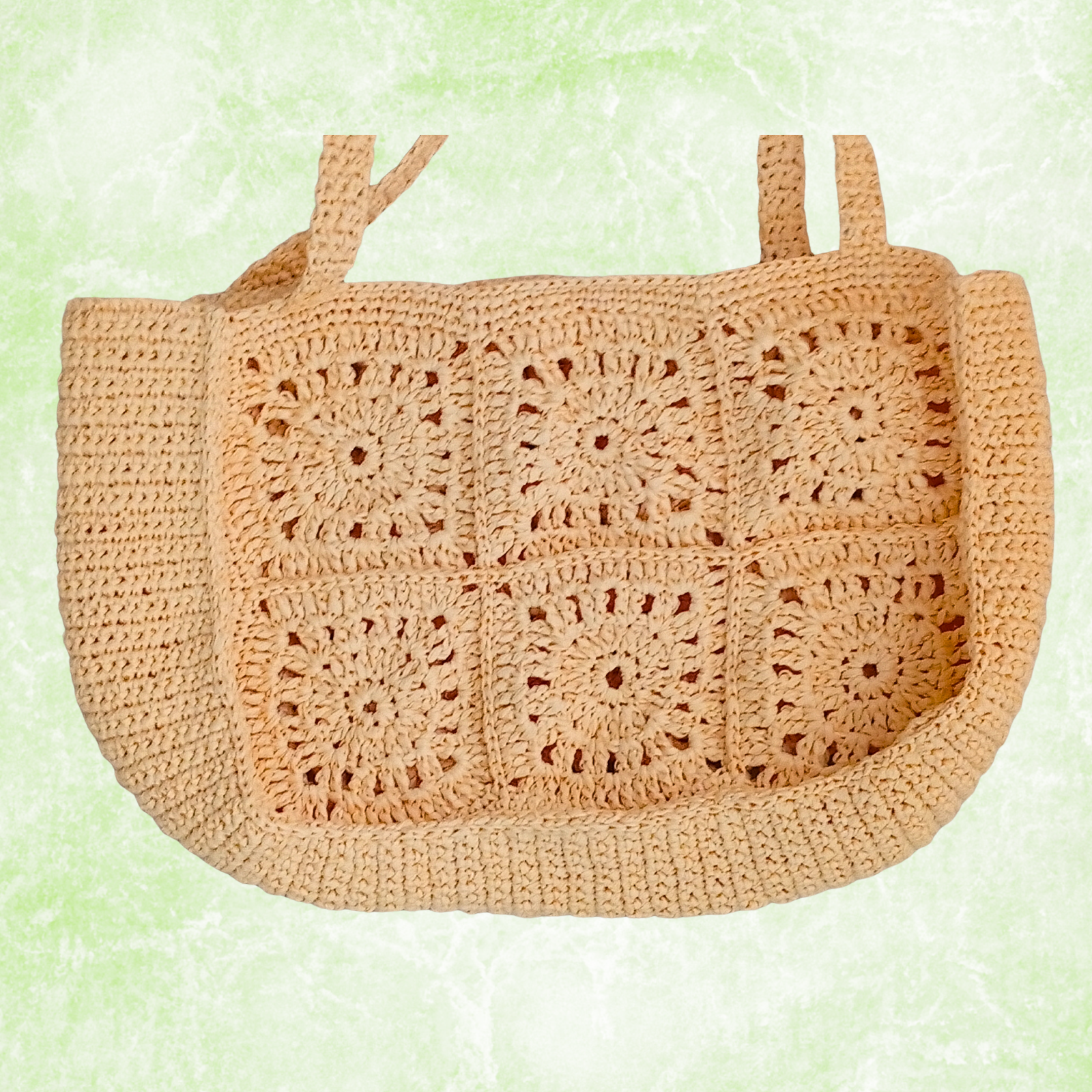 Crochet Raffia Tote Bag Granny Square Boho Beach Bag Handmade Woven Shoulder Bag Summer Shopper Gift for Her