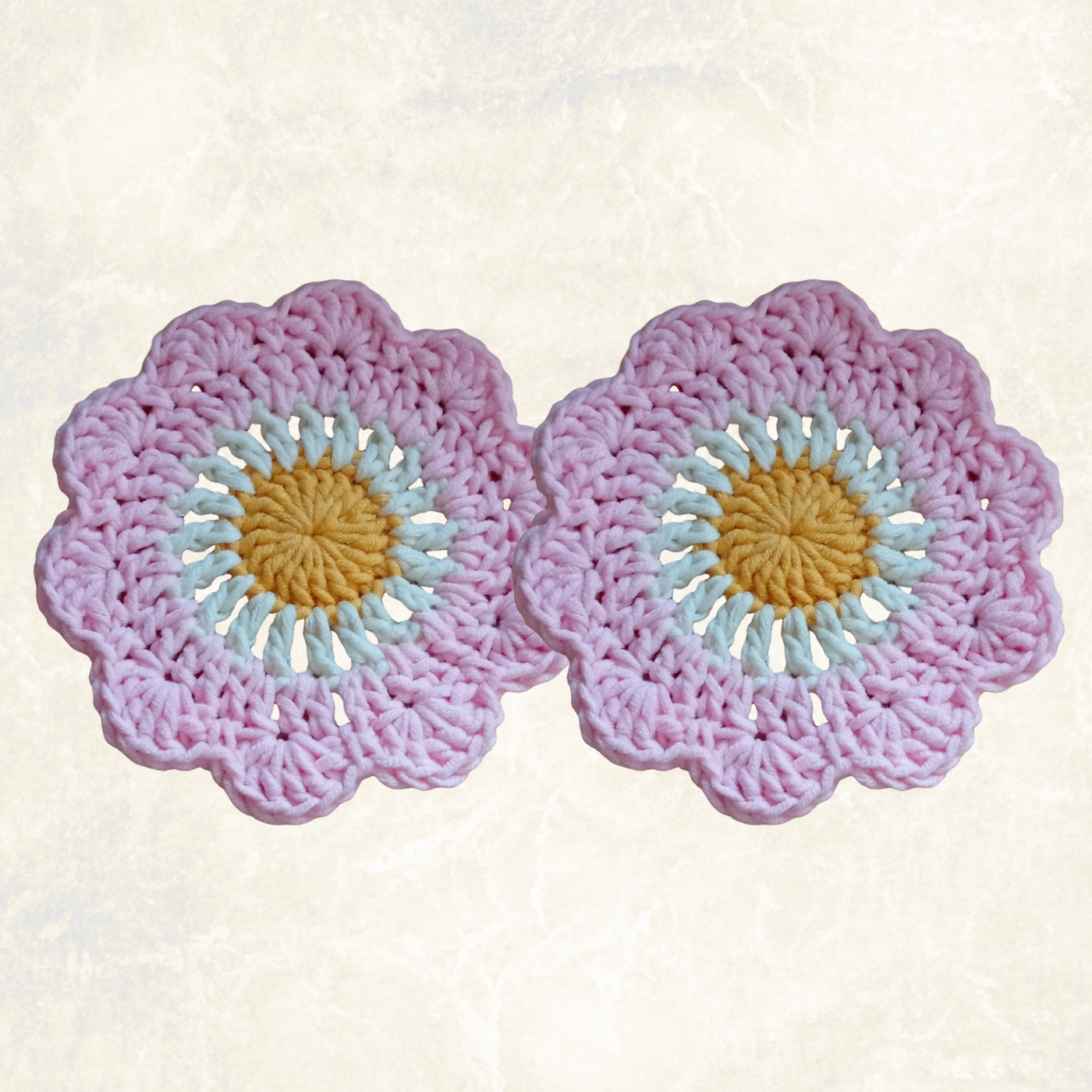 Handmade Crochet Flower Coasters – Set of 4