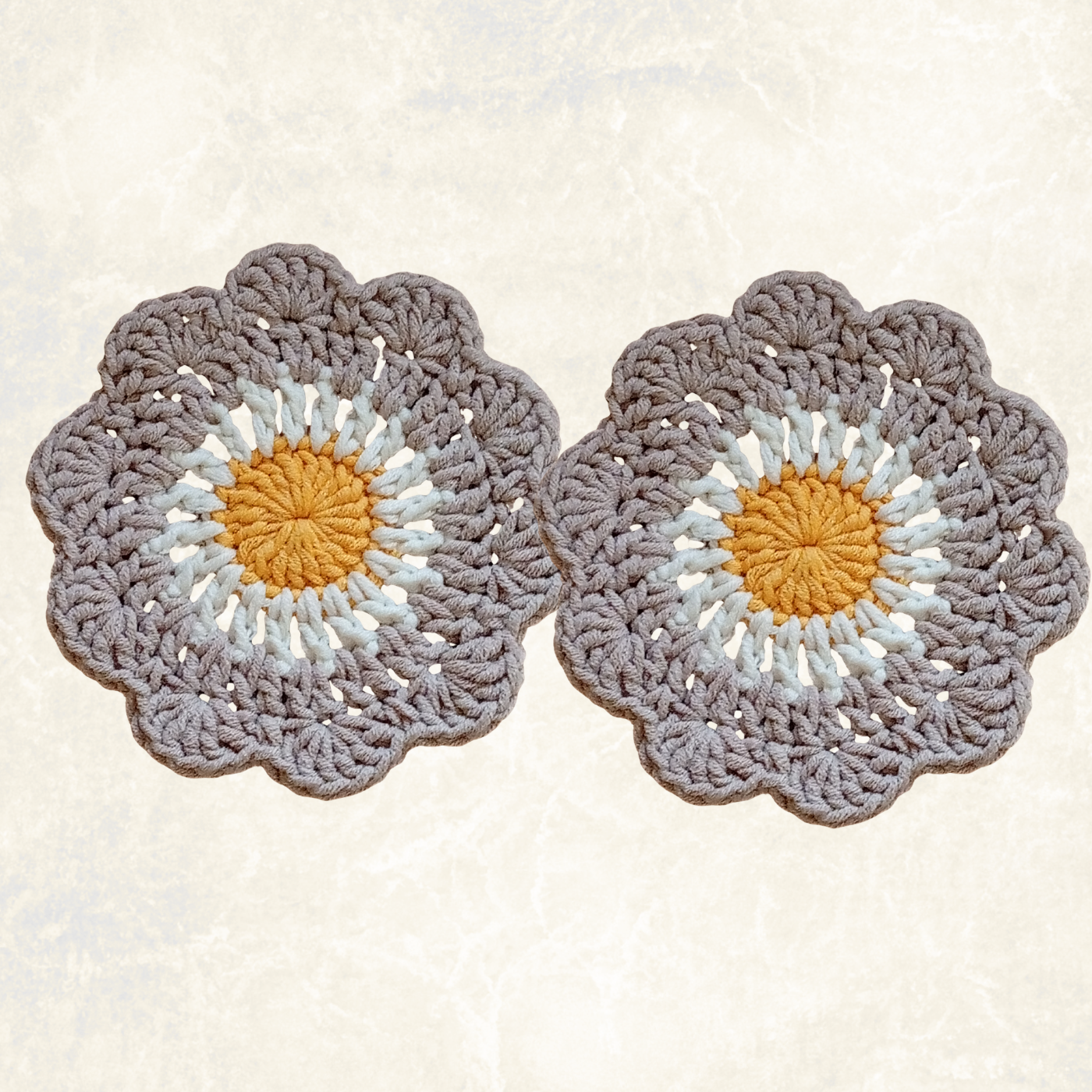 Handmade Crochet Flower Coasters – Set of 4