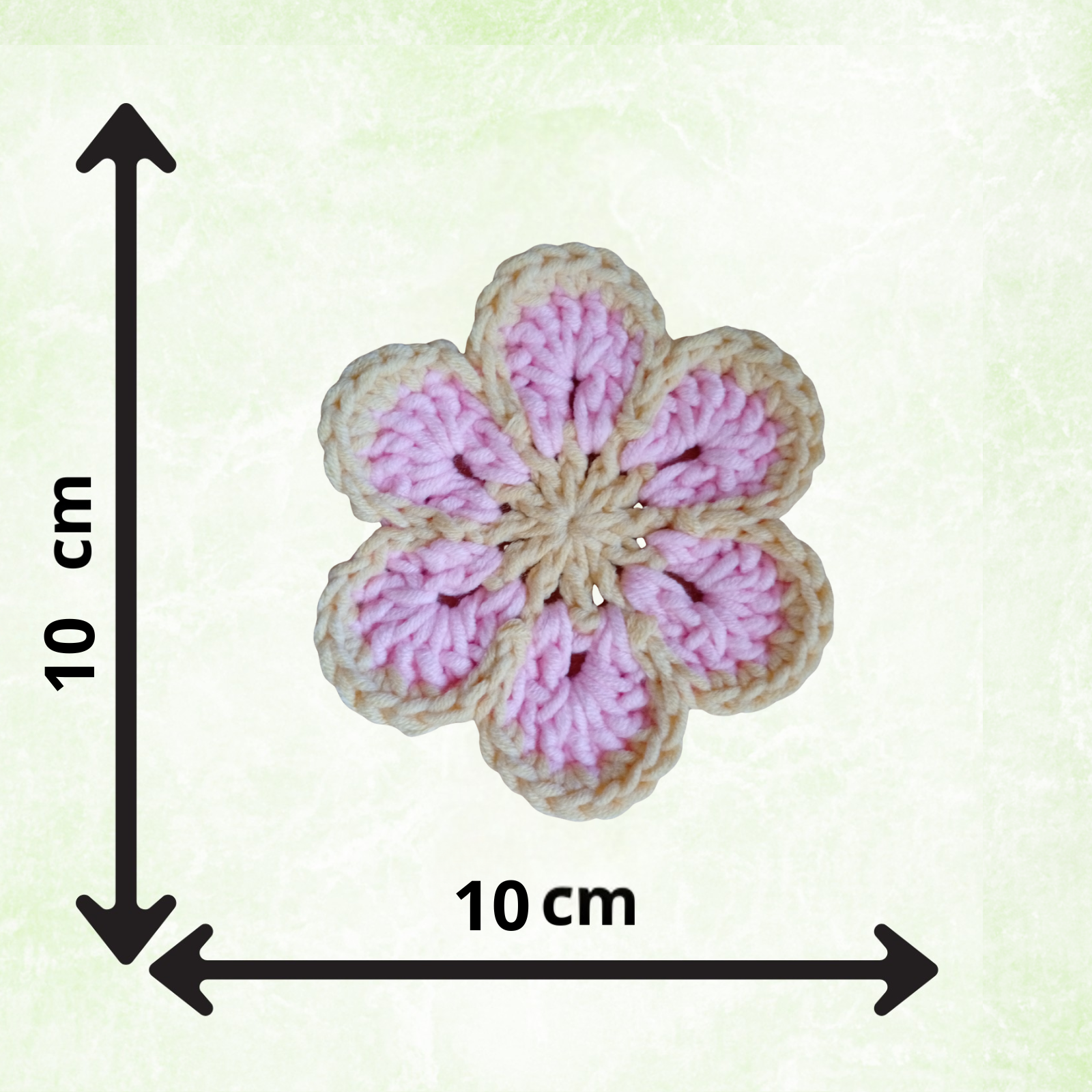 Cream & Pink Crochet Flower Applique – Handmade Floral Embellishment (10cm)