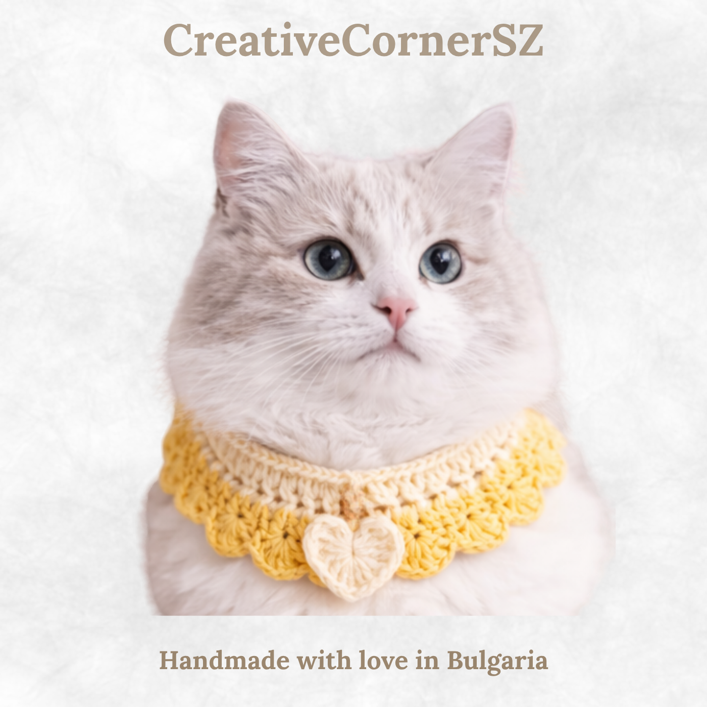 Crochet Pet Collar Handmade – Adjustable Soft Scarf for Cats & Small Dogs