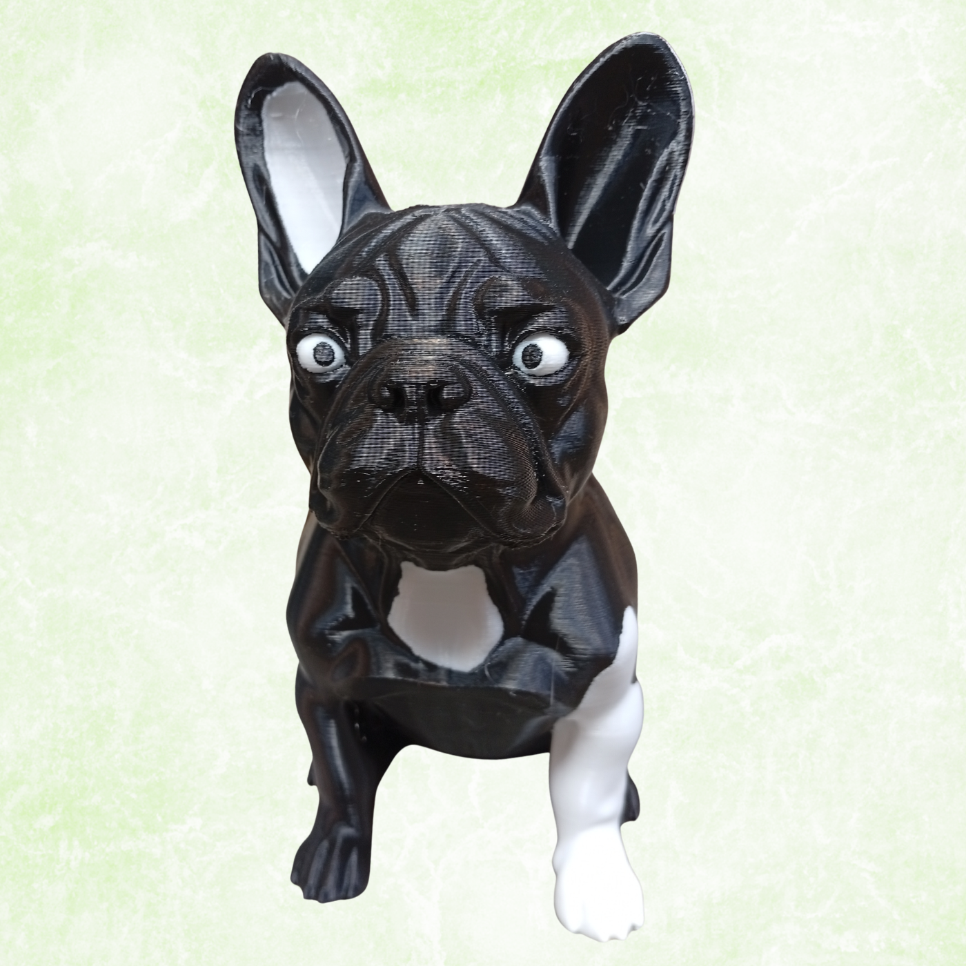 French Bulldog Decorative Figurine – Black & White 3D Printed Dog Statue – Modern Home Decor Ornament for Shelf, Desk, Living Room & Office – 19cm