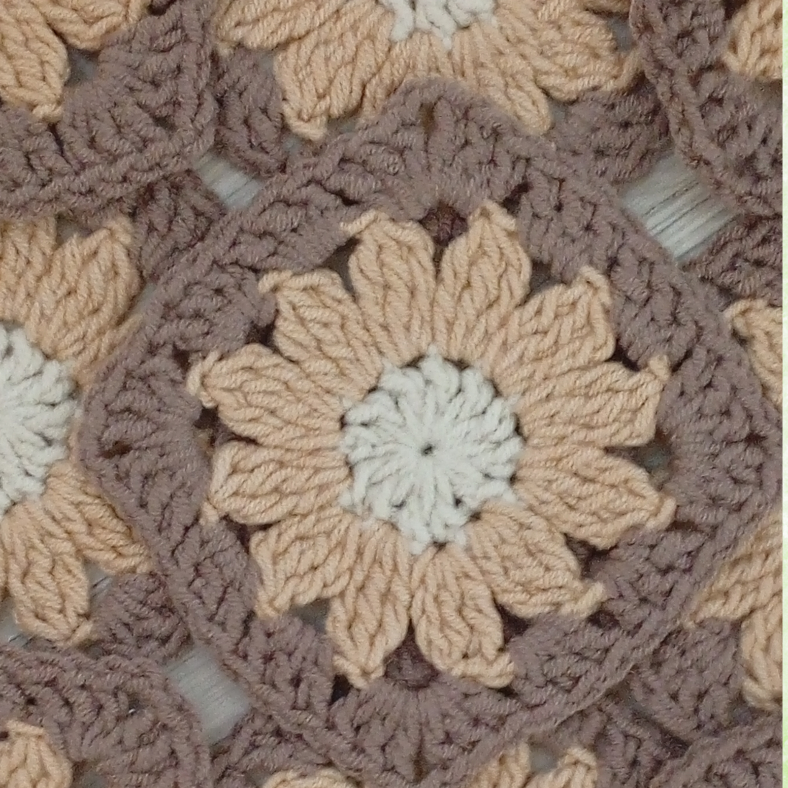 Crochet Floral Squares Set – 10 Handmade Granny Squares in Neutral Boho Colors (8 cm)
