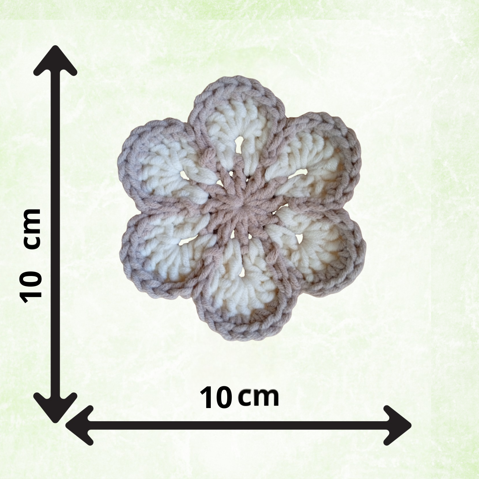 Beige & White Crochet Flower Applique – Handmade Floral Embellishment (10cm)
