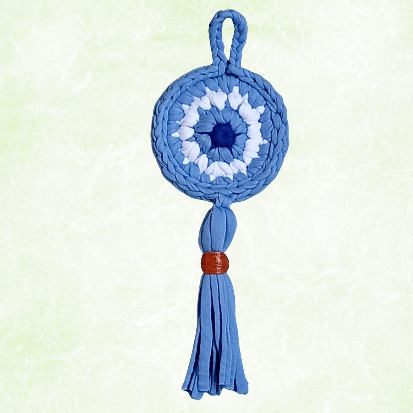 Handmade Crochet Evil Eye Hanging Ornament, Boho Wall Decor, Car Mirror Charm, Bag Accessory, Cotton Handmade Gift