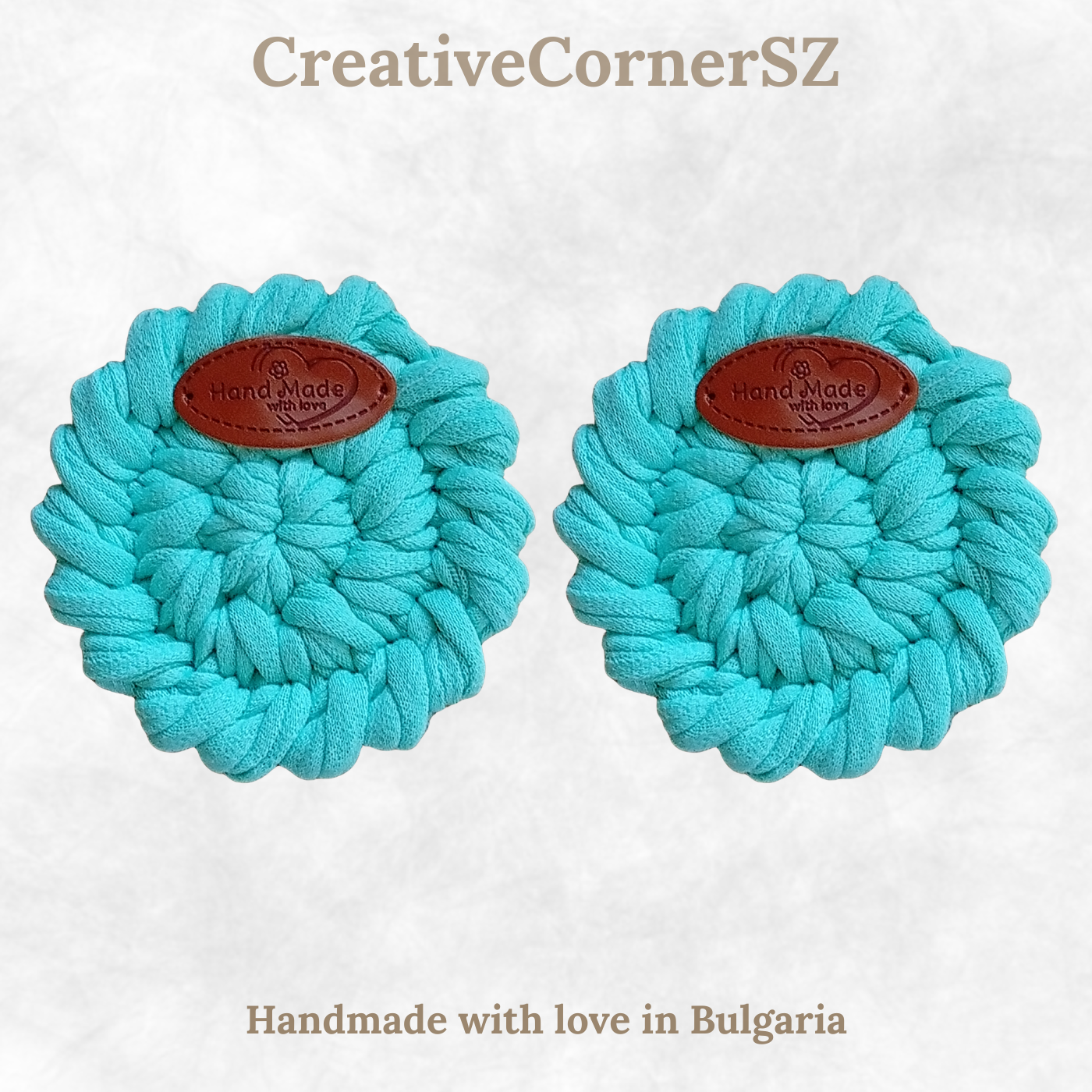 Handmade Crochet Car Coasters Set of 2 – Cotton Cup Holder Inserts 7.5cm, Absorbent Boho Car Accessories