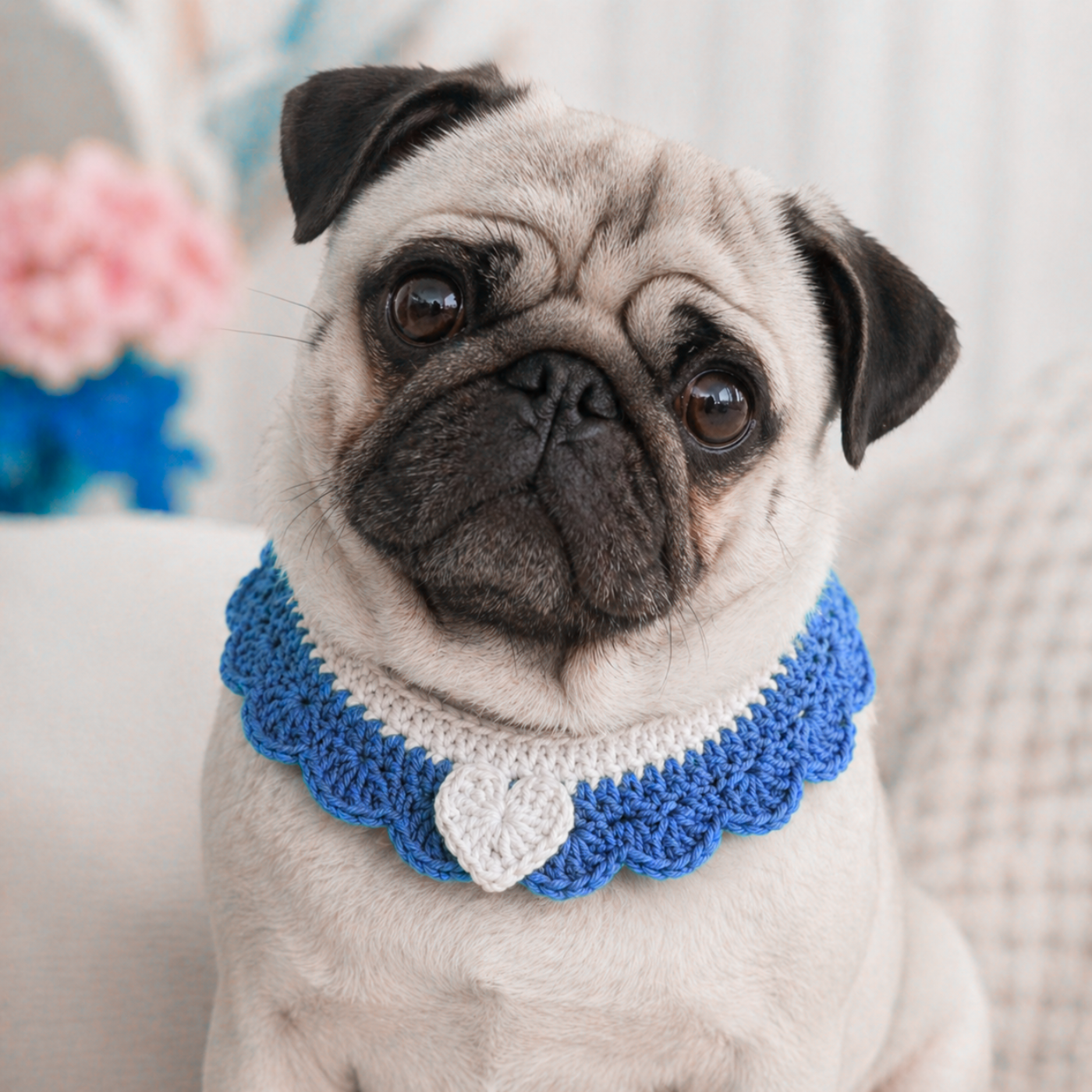 Crochet Pet Collar Handmade – Adjustable Soft Scarf for Cats & Small Dogs