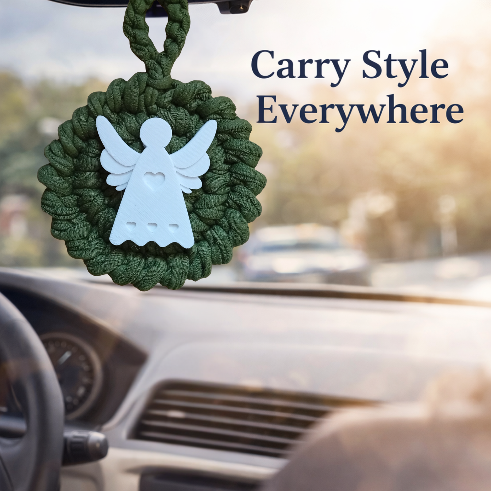 Handmade Crochet Mandala Hanging Ornament – Boho Car Mirror Charm, Cotton Wall Decor, Bag Accessory, Angel Pendant Gift