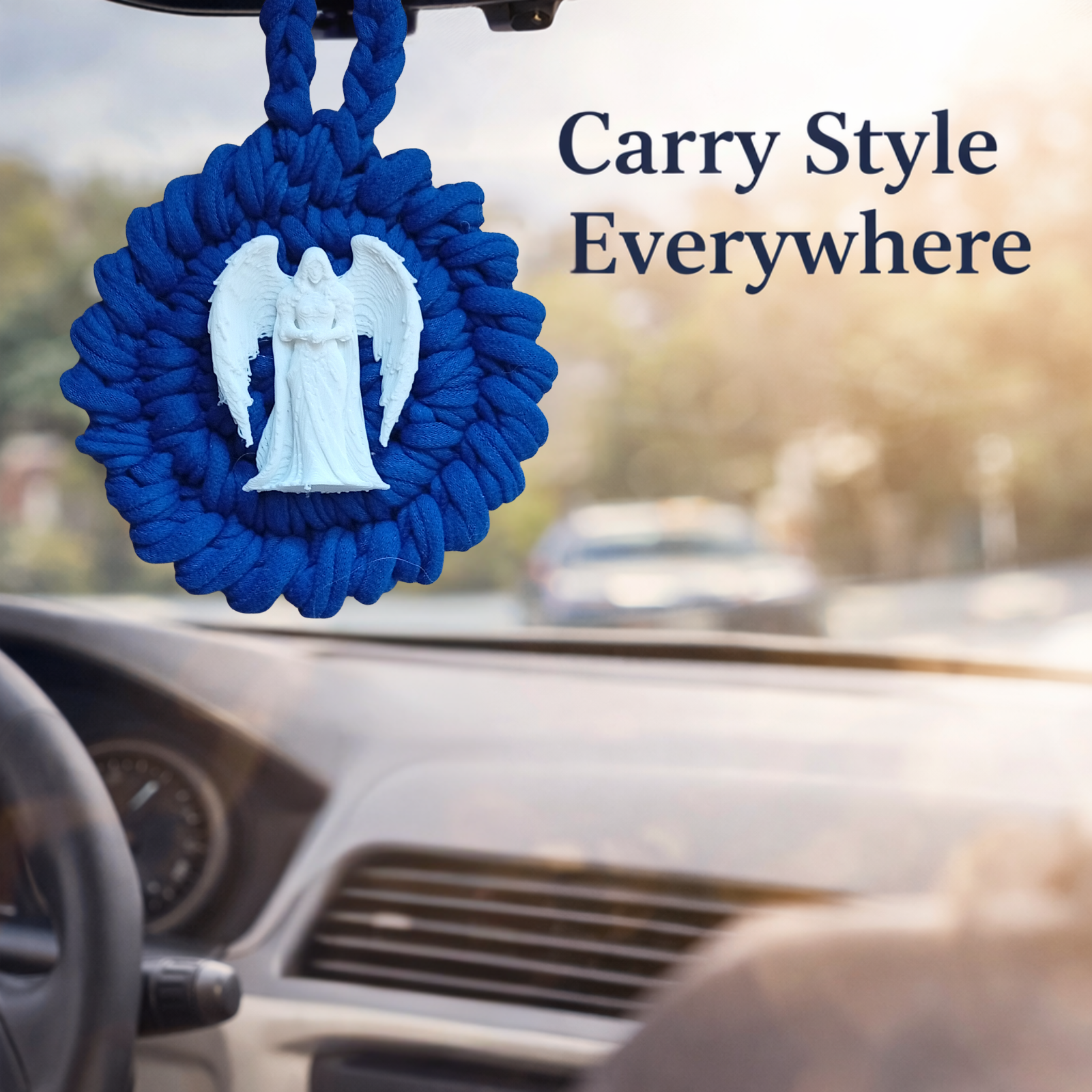 Handmade Crochet Mandala Hanging Ornament – Boho Car Mirror Charm, Cotton Wall Decor, Bag Accessory, Angel Pendant Gift