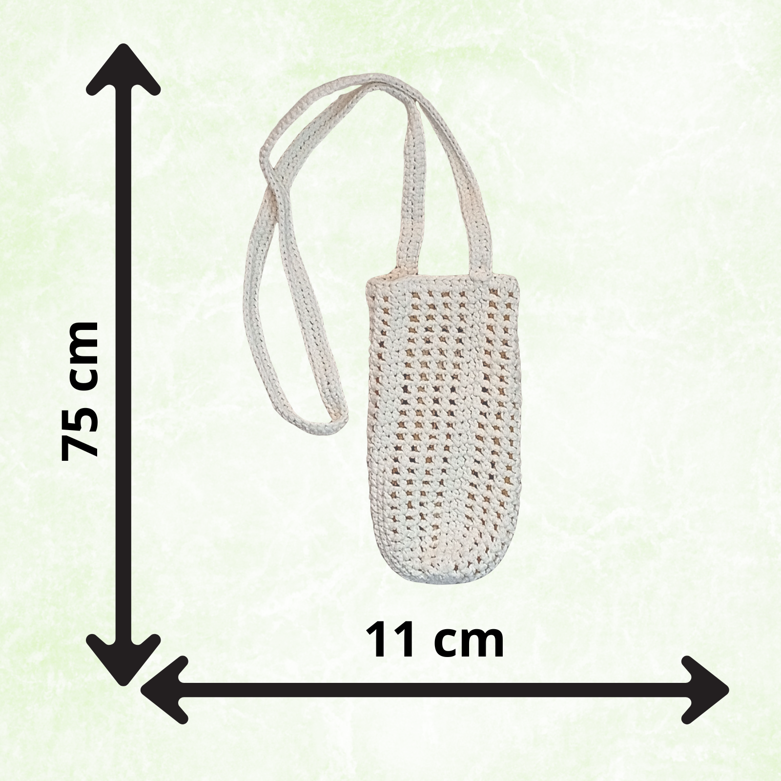Crochet Water Bottle Holder Bag, Boho Bottle Carrier, Cotton Shoulder Sling, Handmade Drink Holder, Festival Crossbody Bag, Summer Gift