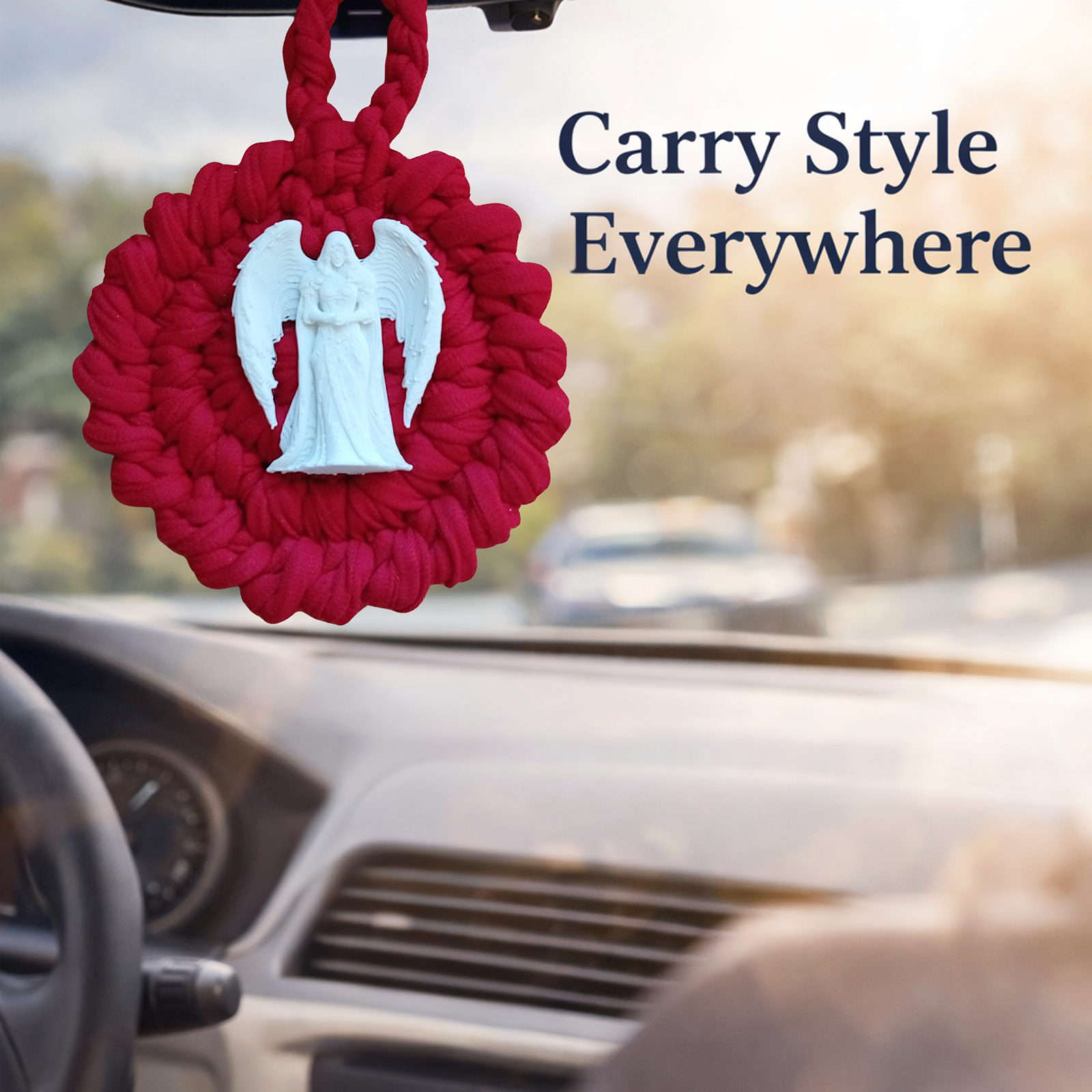 Handmade Crochet Mandala Hanging Ornament – Boho Car Mirror Charm, Cotton Wall Decor, Bag Accessory, Angel Pendant Gift