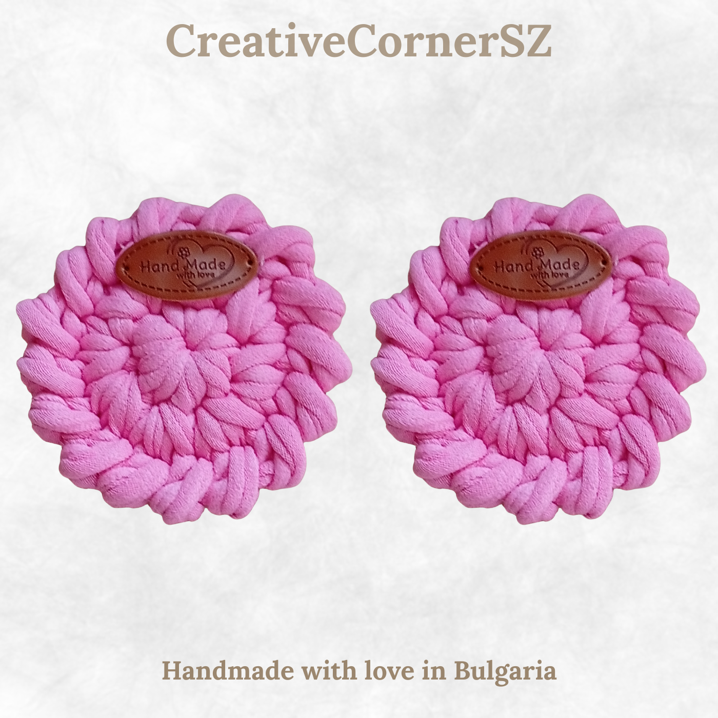 Handmade Crochet Car Coasters Set of 2 – Cotton Cup Holder Inserts 7.5cm, Absorbent Boho Car Accessories