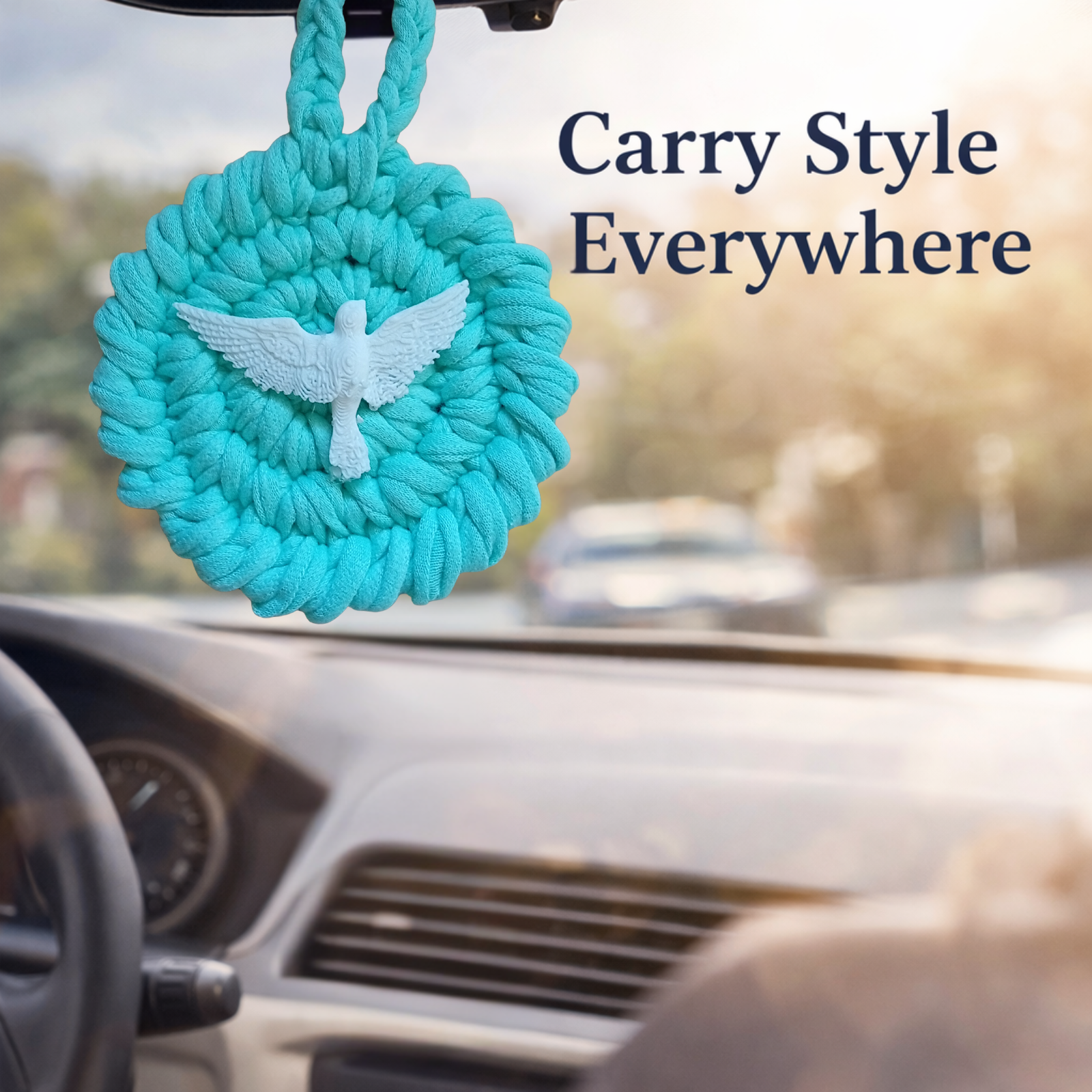 Handmade Crochet Mandala Hanging Ornament – Boho Car Mirror Charm, Cotton Wall Decor, Bag Accessory, Angel Pendant Gift