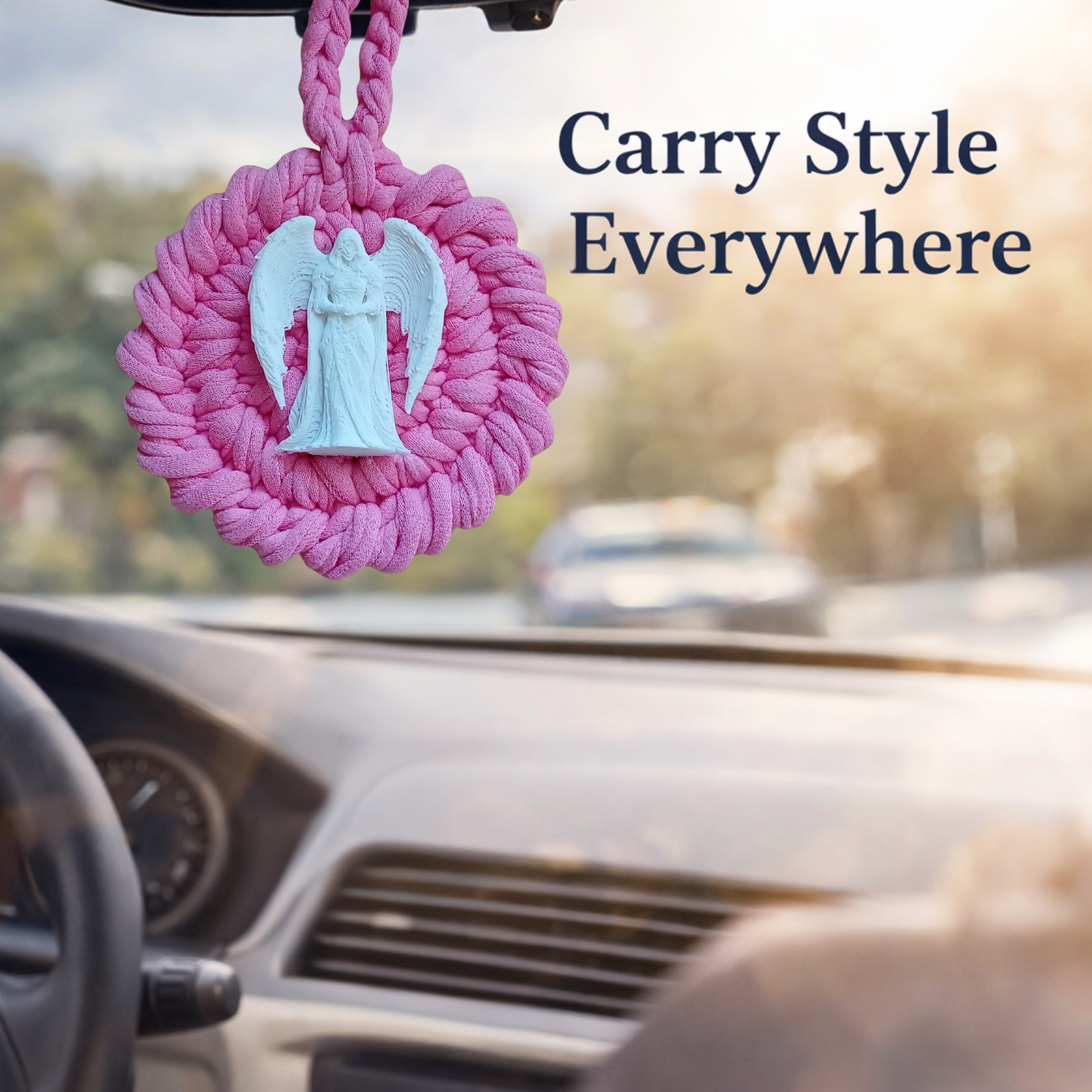 Handmade Crochet Mandala Hanging Ornament – Boho Car Mirror Charm, Cotton Wall Decor, Bag Accessory, Angel Pendant Gift