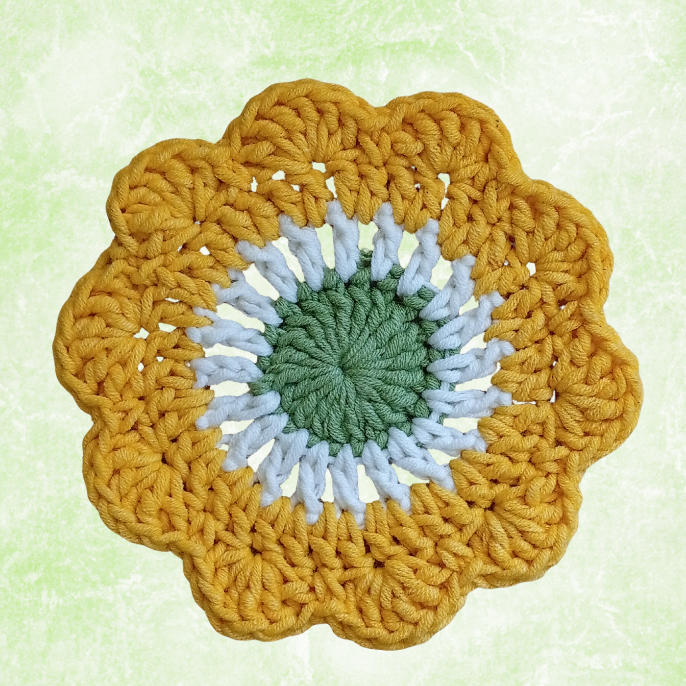 Handmade Crochet Coffee Gift Set – 4 Daisy Coasters & 4 Cup Sleeves (Set of 8)