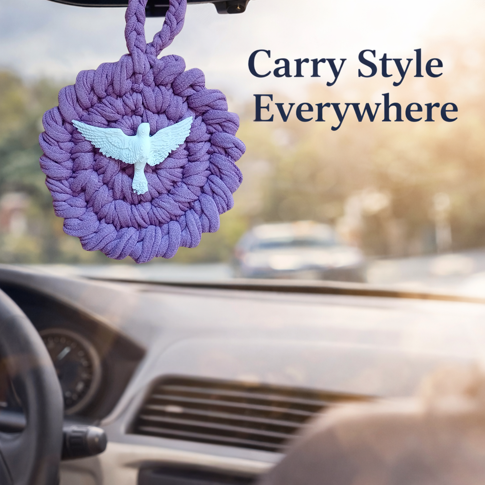 Handmade Crochet Mandala Hanging Ornament – Boho Car Mirror Charm, Cotton Wall Decor, Bag Accessory, Angel Pendant Gift